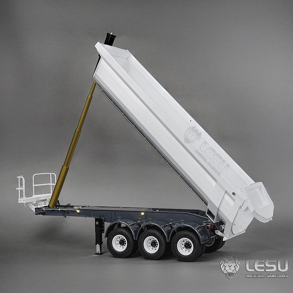 1/14 Scale Metal LESU 3-Axle Hydraulic Dump Trailer A0045 - Unassembled & Unpainted RC Model for TAMIYA Tractor Trucks | DIY Construction Vehicle Project for Hobbyists & Collectors | Perfect for RC Crawler Scenes, Construction Displays & Model Truck Shows