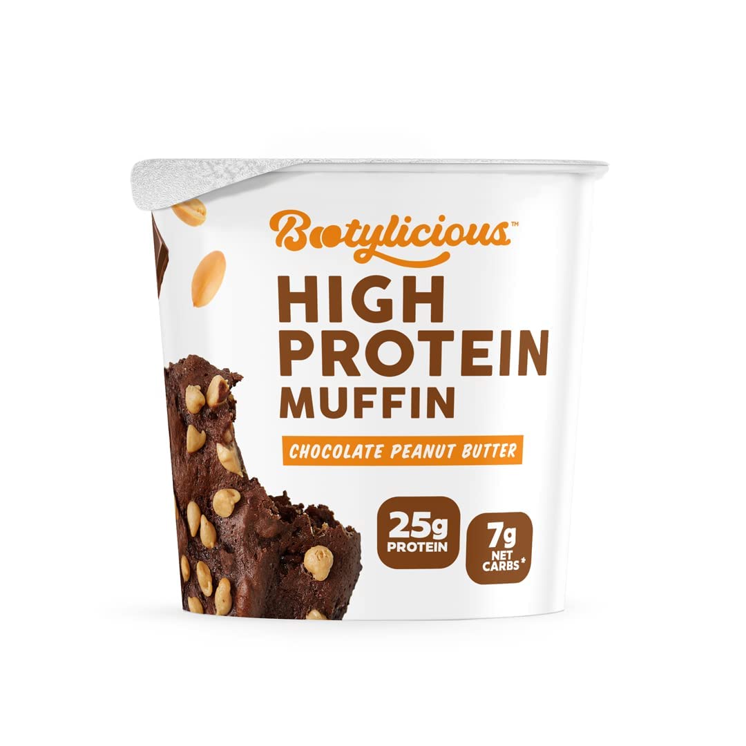 High-Protein Muffin 12-Pack - Chocolate Peanut Butter Flavor | 25g Protein, 7g Net Carbs, Gluten-Free | Perfect for Keto Diet, Post-Workout Snack & Healthy Breakfast On-The-Go