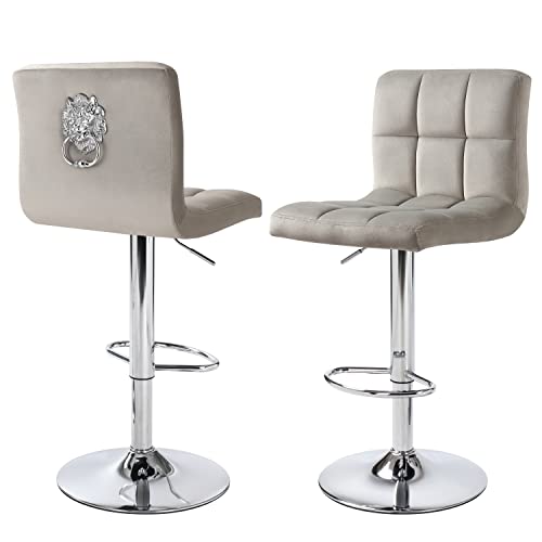 Light Grey Velvet Chrome Base