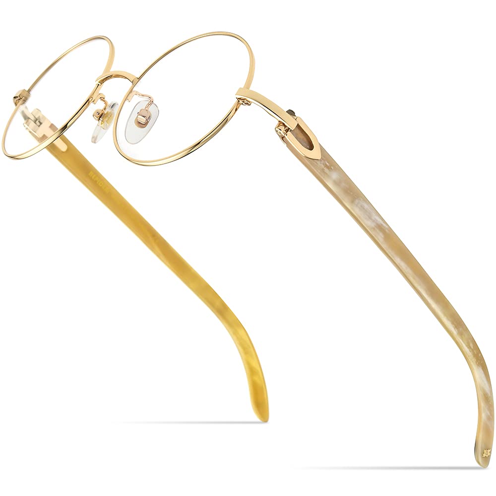 HEPIDEM 100% Genuine Buffalo Horn Handmade Eyeglass Frames with 720pcs Diamonds - Luxury Designer Glasses for Men & Women (Style 7550179) | Perfect for Formal Events, Weddings & Special Occasions