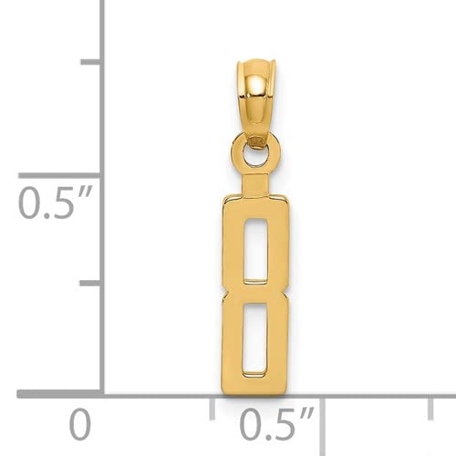 14K Yellow Gold Birthday Milestone Charm Pendant - Number 8 Block Style Jewelry for Women | Perfect for Anniversaries, Graduation Gifts & Special Occasions