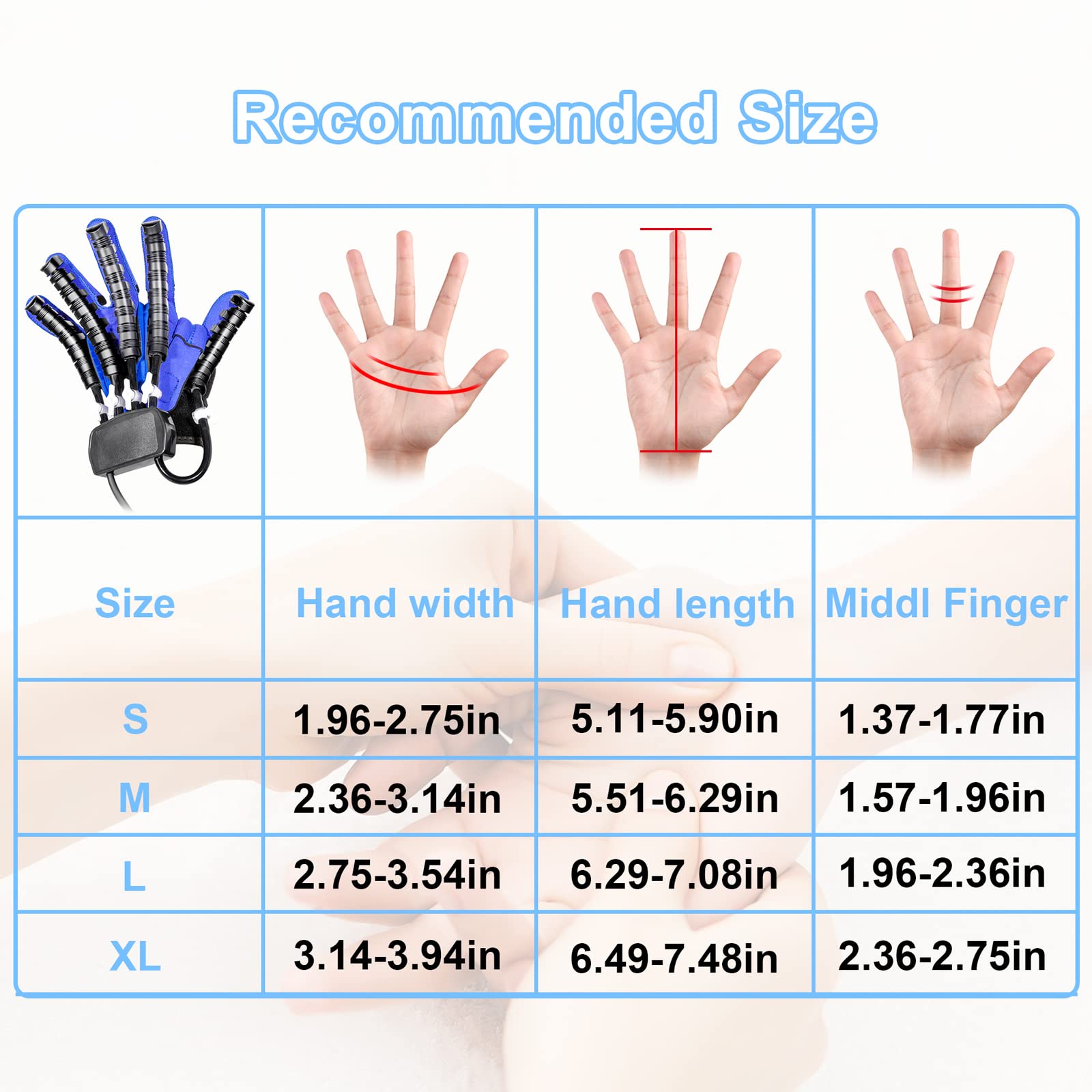 Rehabilitation Robot Glove for Hand Therapy - Finger Exercise Equipment for Stroke, Hemiplegia, Paralysis & Arthritis Recovery - Blue - Ideal for Physical Therapy & Home Use