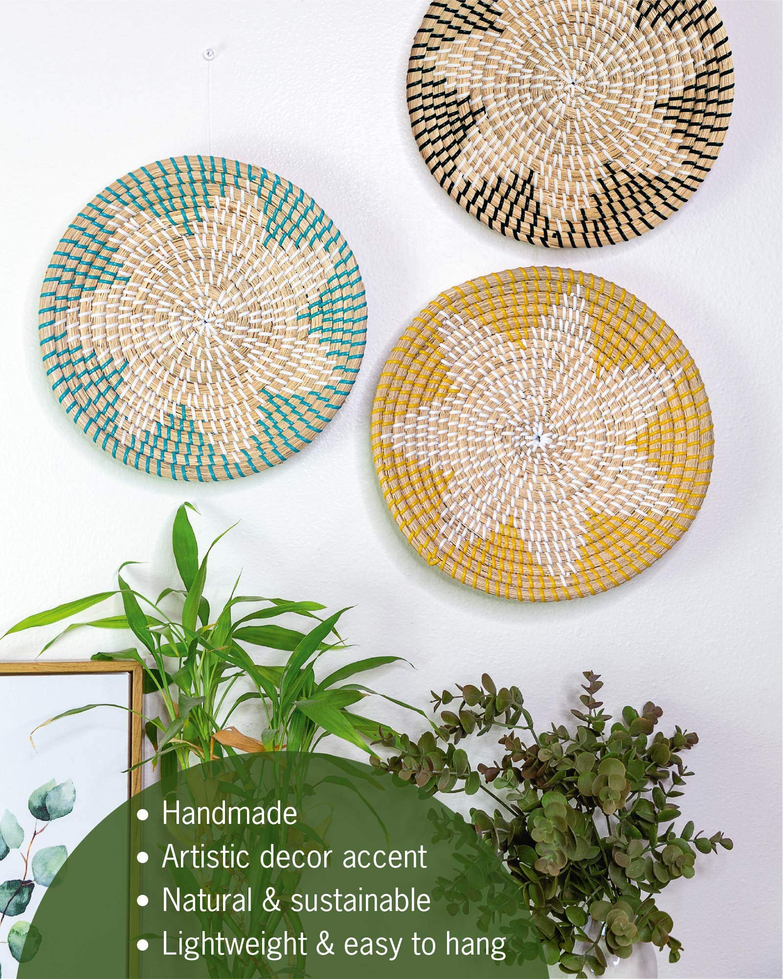 Handmade Boho Woven Wall Basket - Home Decor for Bedroom & Living Room