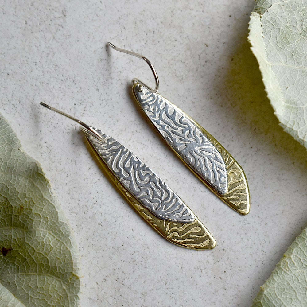 Stylish Silver & Brass Double Drop Earrings for Women - Elegant Dangling Jewelry for Parties, Weddings & Evening Events