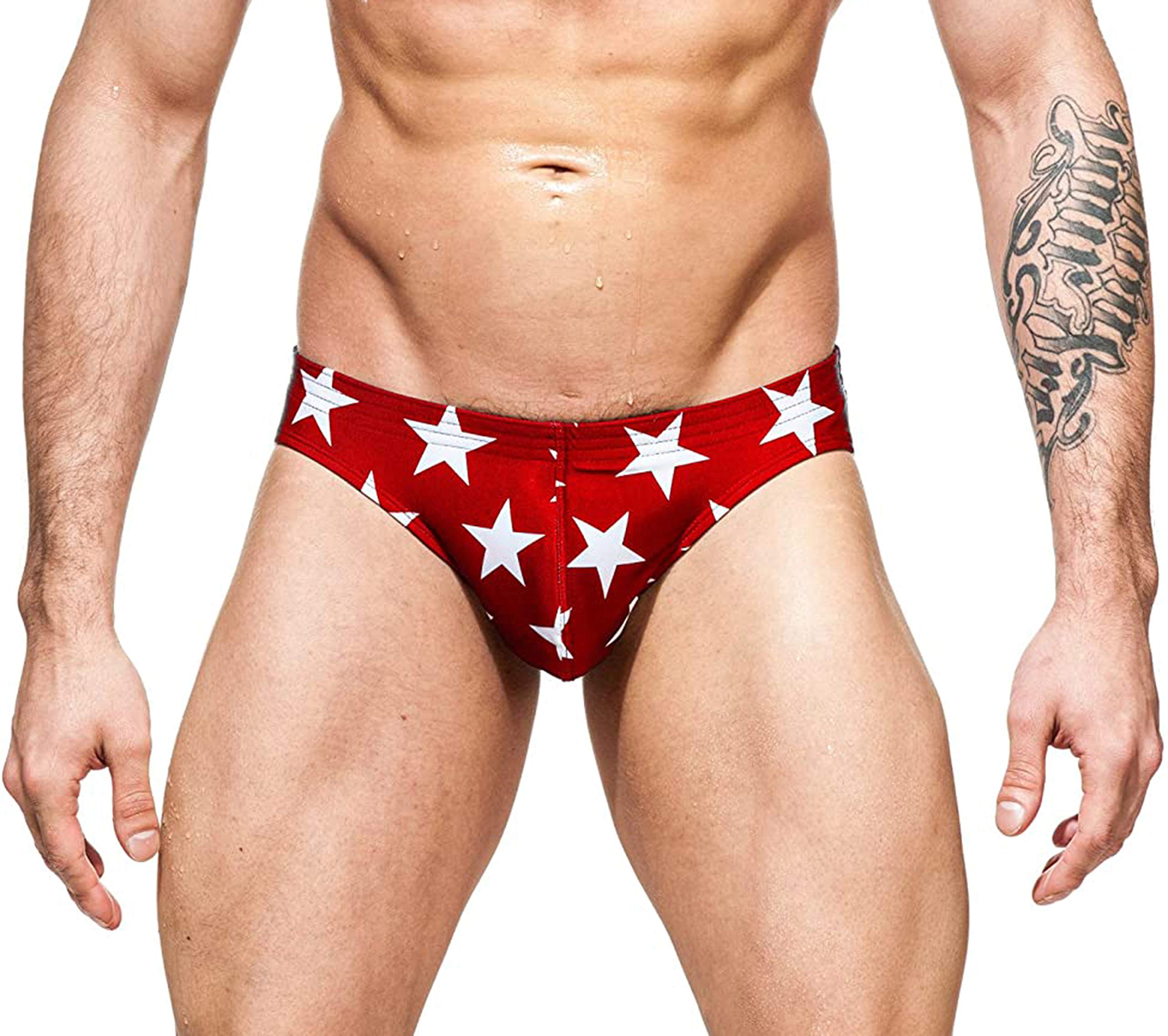 Gary Majdell Sport Men's Print Contour Pouch Bikini Swimsuit - Quick Dry Swimwear for Beach, Pool & Vacation