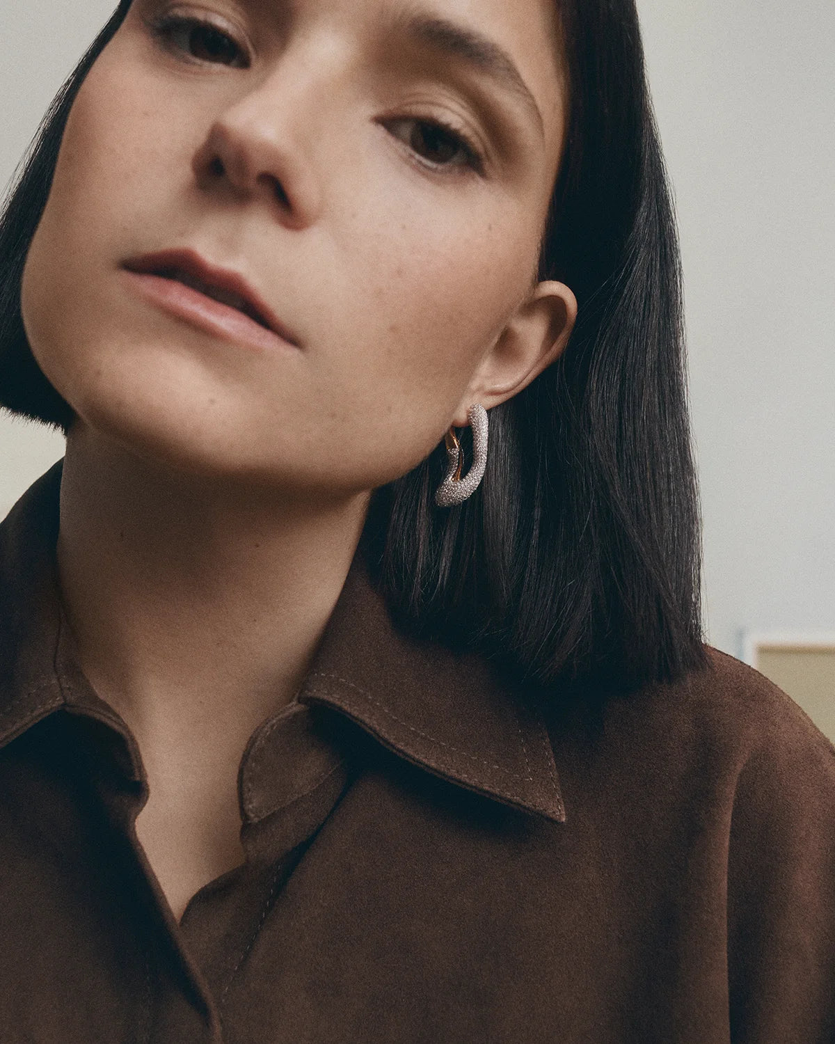 GRID 5 Pavé Sense Hoops - Elegant Diamond Earrings for Women, 14K Gold Plated Hypoallergenic Hoop Earrings | Perfect for Parties, Weddings & Everyday Wear