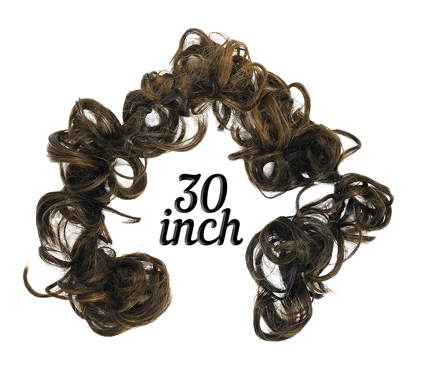 Premium Synthetic Hair Frill Extension for Women & Girls - Ponytail & Bun Styling - 1 Pack (Blonde with Black) - Perfect for Parties, Weddings & Everyday Glam
