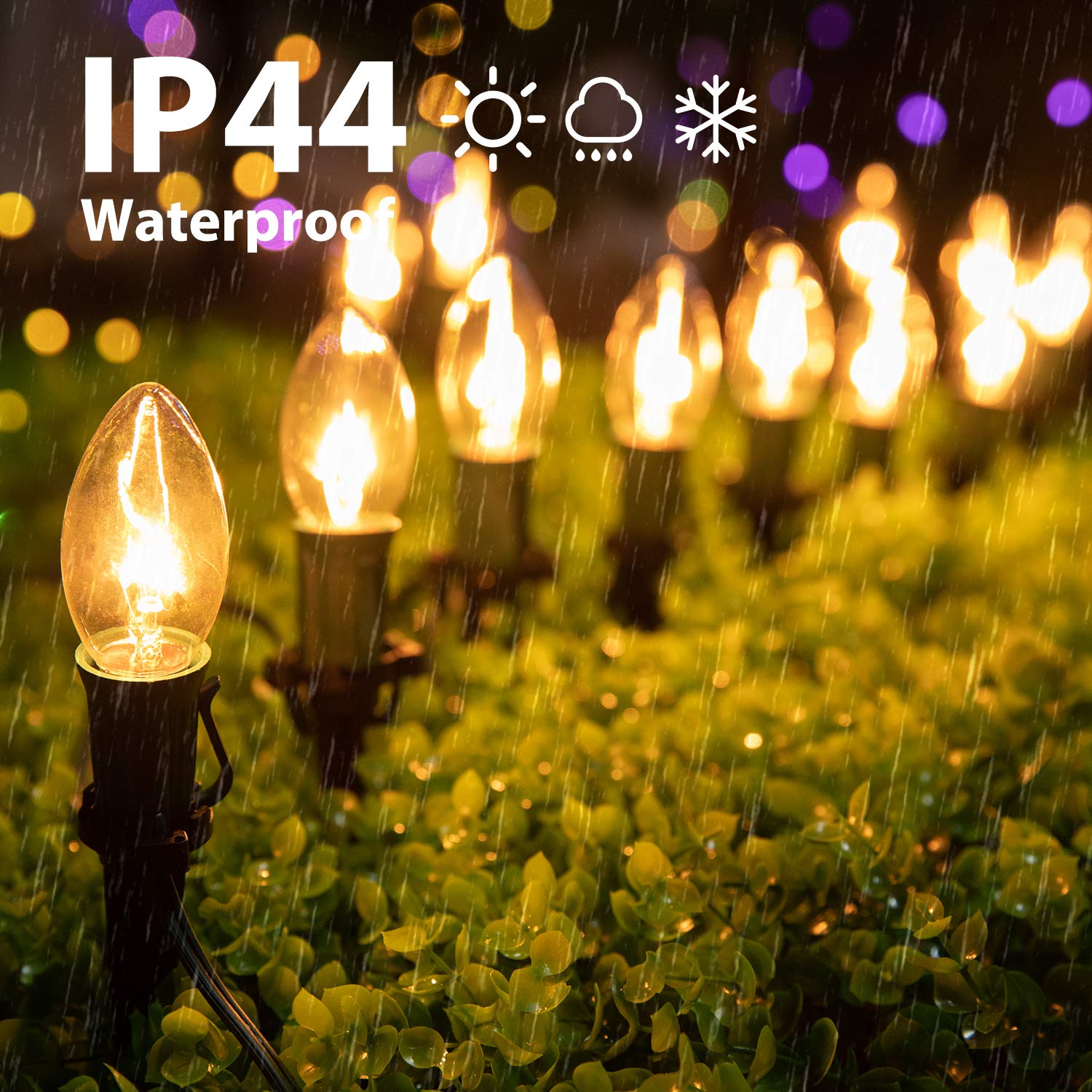 C9 Christmas Pathway String Lights Outdoor - 2 Pack 51.4 FT 40 LED Clear Lights with 40 Stakes, Waterproof Connectable Walkway Lights for Indoor/Outdoor Xmas Party Holiday Commercial Decoration (Warm White) - Perfect for Driveways, Gardens, Patios & Holiday Displays