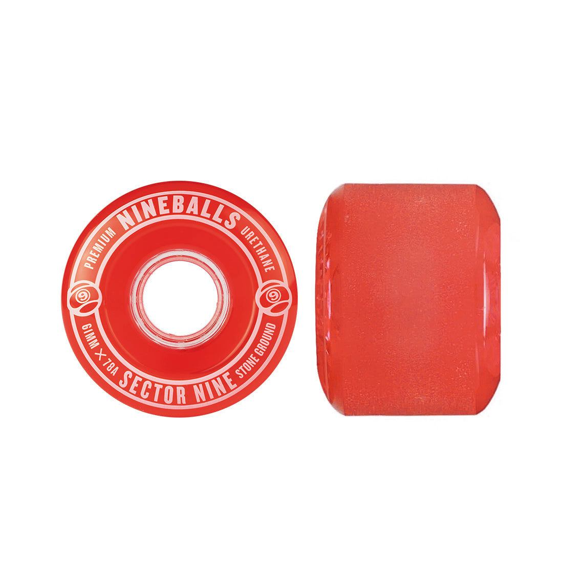 Sector 9 Nineballs 61mm 78a 4pk Skateboard Wheels - Red - Perfect for Cruising, Carving & Downhill Riding