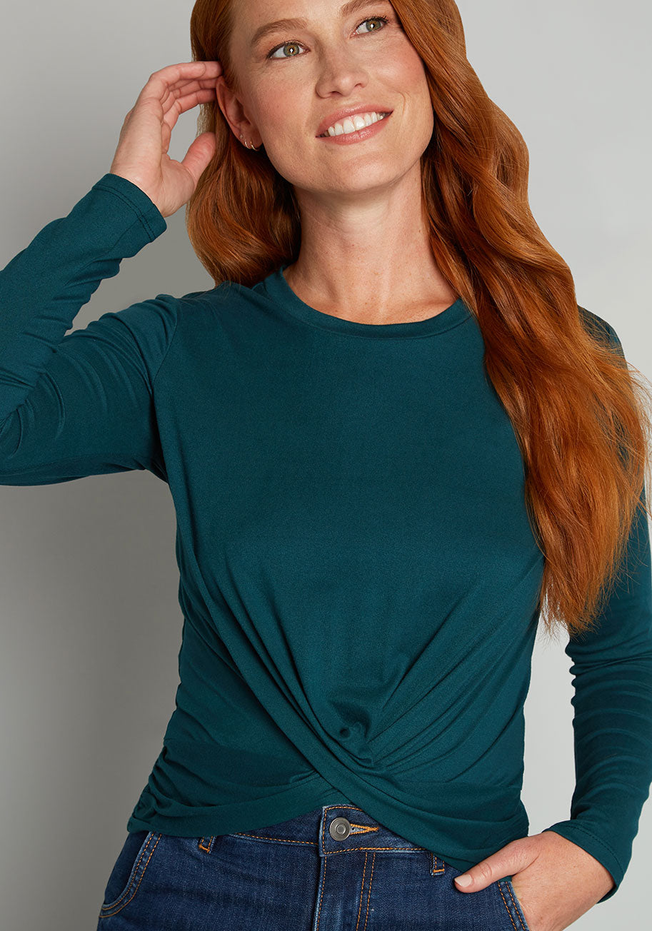 Stylish Long Sleeve Knit Top for Women - Comfortable & Trendy Twist Design - Perfect for Casual Outings, Office Wear & Fall Layering