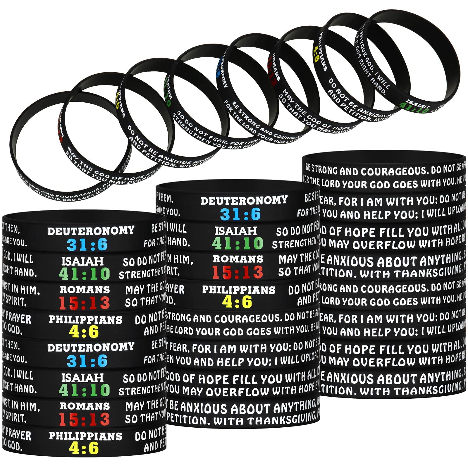 Christian Bible Verse Bracelets - 32pcs Silicone Wristbands for Adults & Kids - Faith & Hope Gifts for Church Events