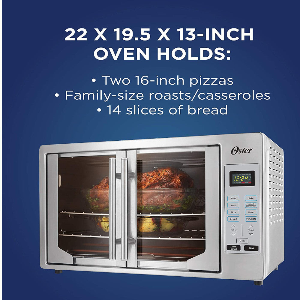 OSTER French Door Digital Toaster Oven - Stainless Steel Countertop Oven with Convection Baking | Certified Refurbished with Full Warranty | Perfect for Baking, Roasting & Broiling in Small Kitchens