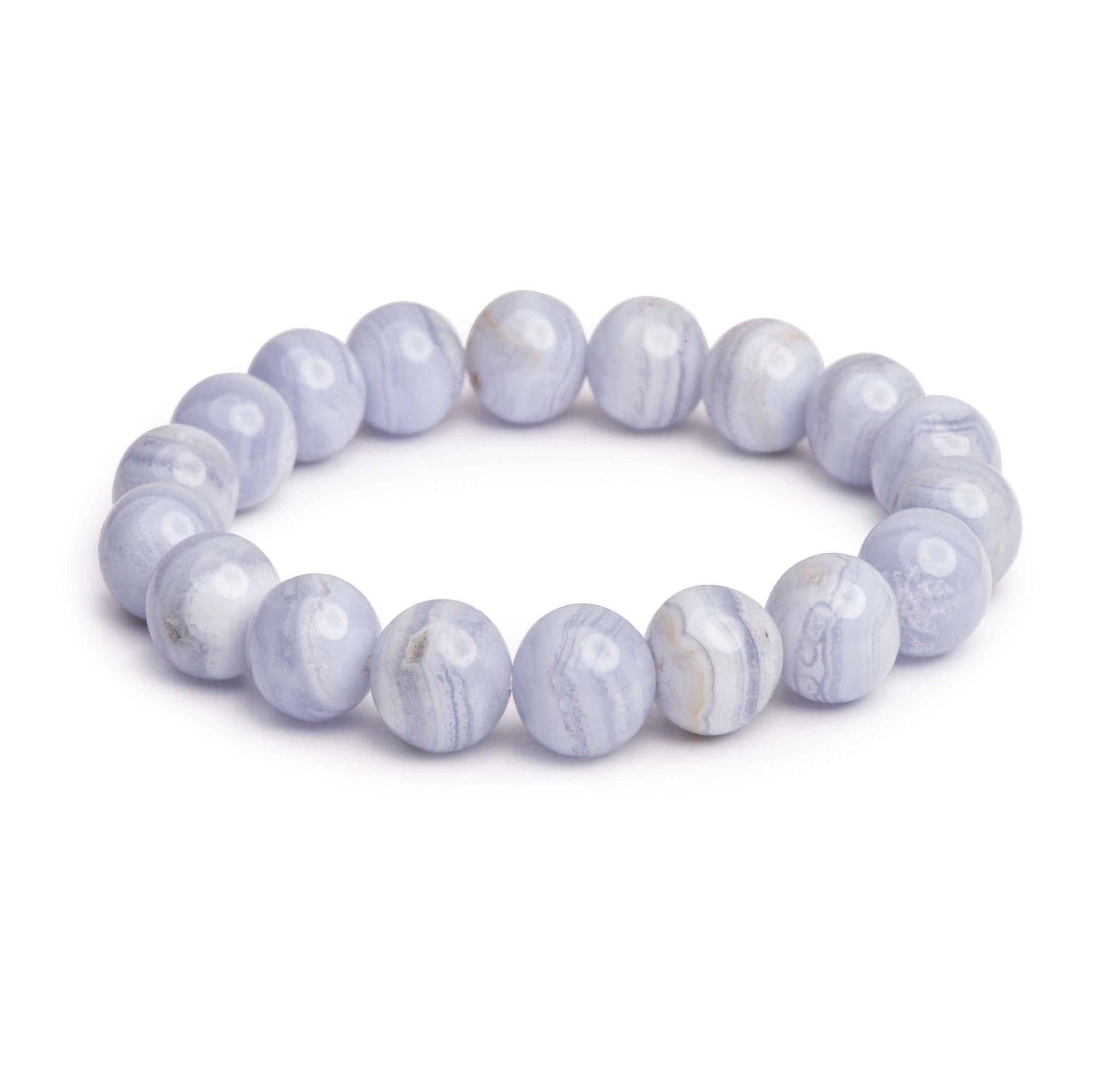 Blue Lace Agate Chunky Bracelet for Women - Natural Stone Beaded Stretch Bracelet for Healing, Stress Relief & Positive Energy - Perfect for Yoga, Meditation & Everyday Wear