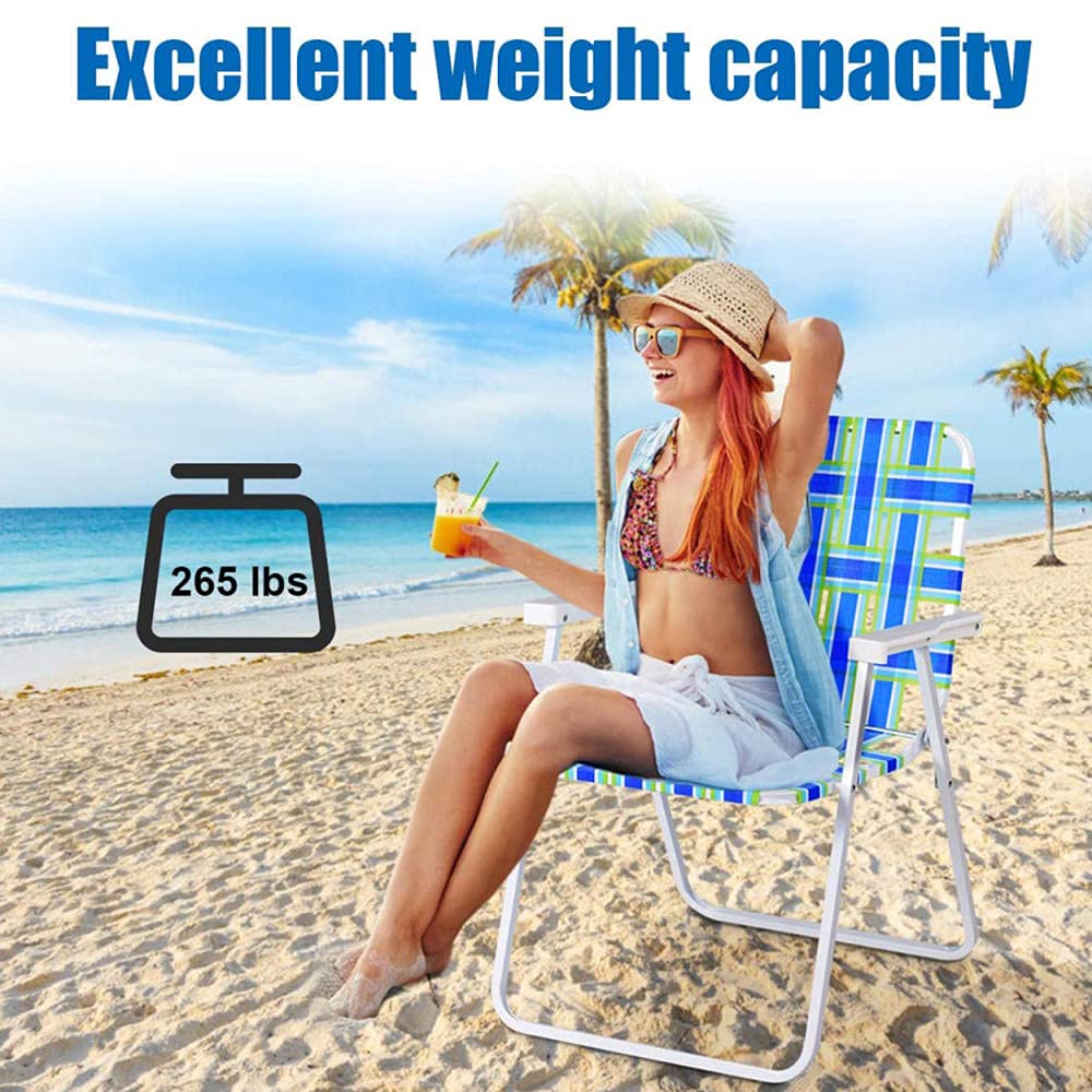 2 Pack Portable Folding Lawn Chairs for Beach Camping - Lightweight Outdoor Patio Chairs with Webbing Design, Perfect for BBQ, Travel, Picnic & Festival Use