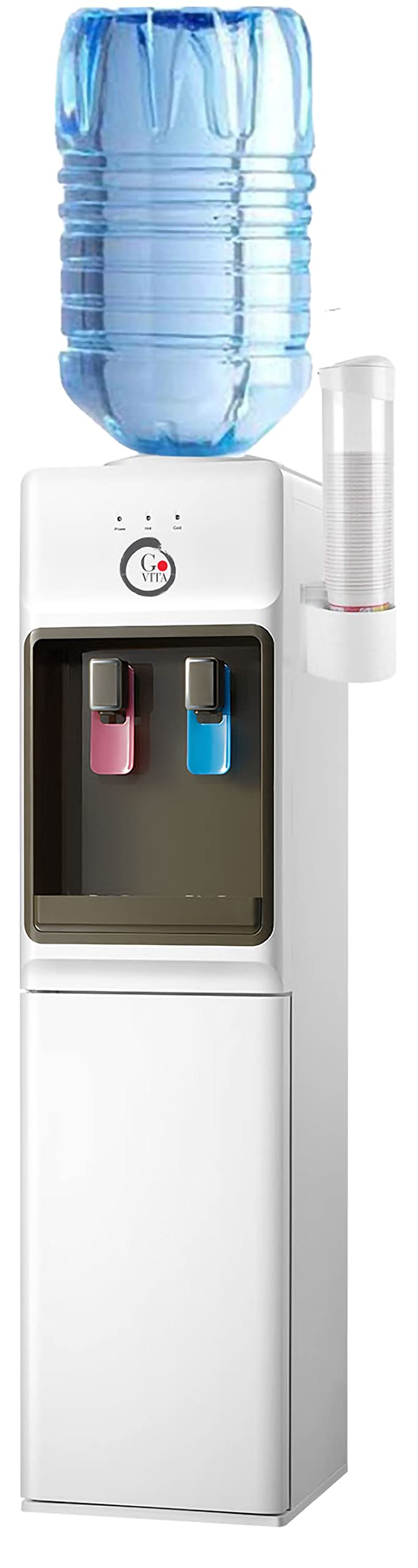 GOVITA Hot and Cold Water Dispenser with Floor Stand, Slim Bottled Water Cooler with Cabinet for Office and Home Use - Perfect for Hydration, Tea, Coffee, and Instant Meals