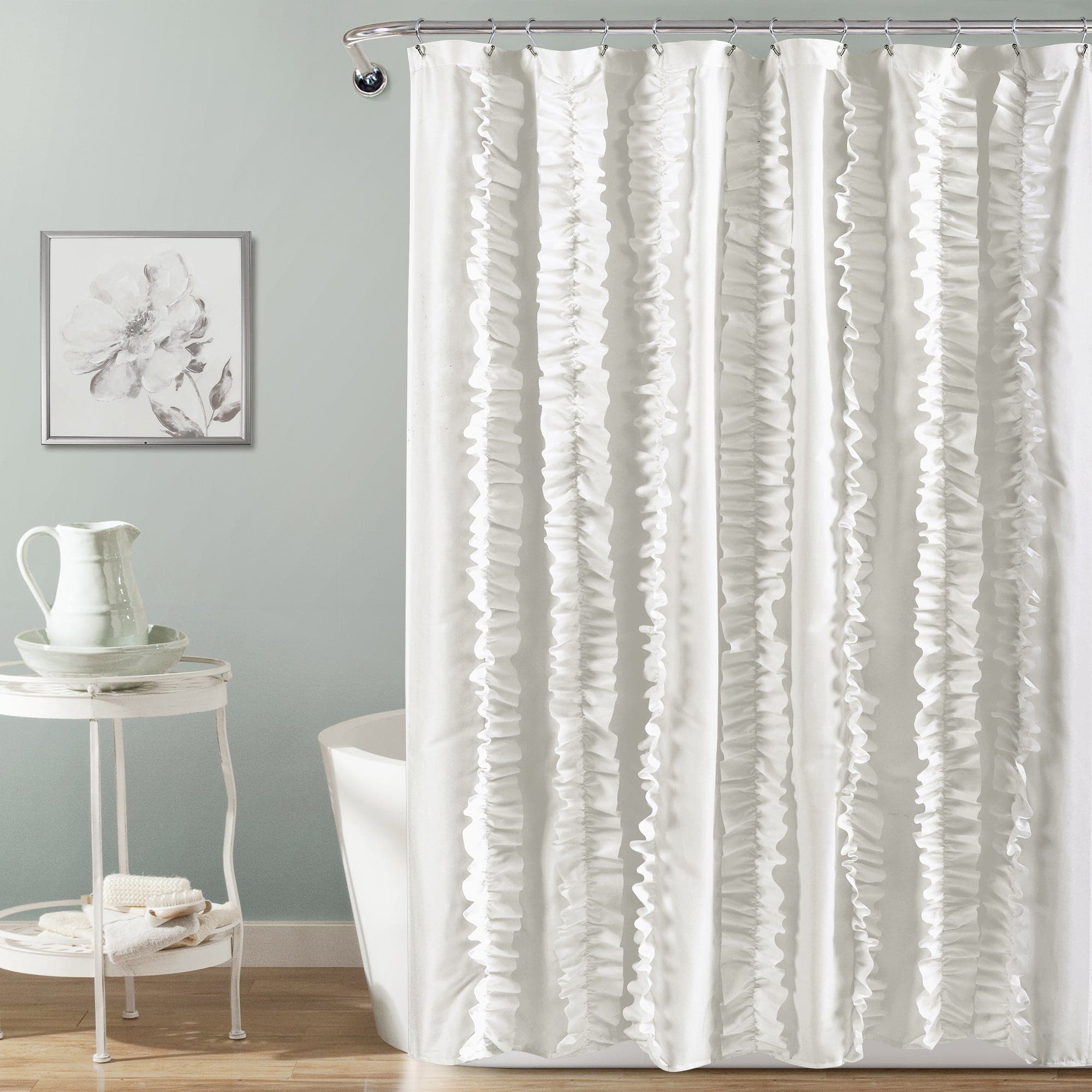 Belle Shower Curtain - Waterproof Bathroom Decor with Hooks - Elegant Floral Design for Modern Home & Apartment Bathroom