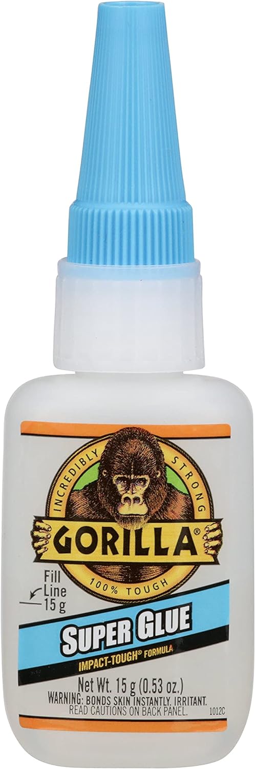 Gorilla Super Glue 15 Gram Tube - Fast Drying in 10-45 Seconds | Strong Bond for Home Repairs, Crafts & DIY Projects