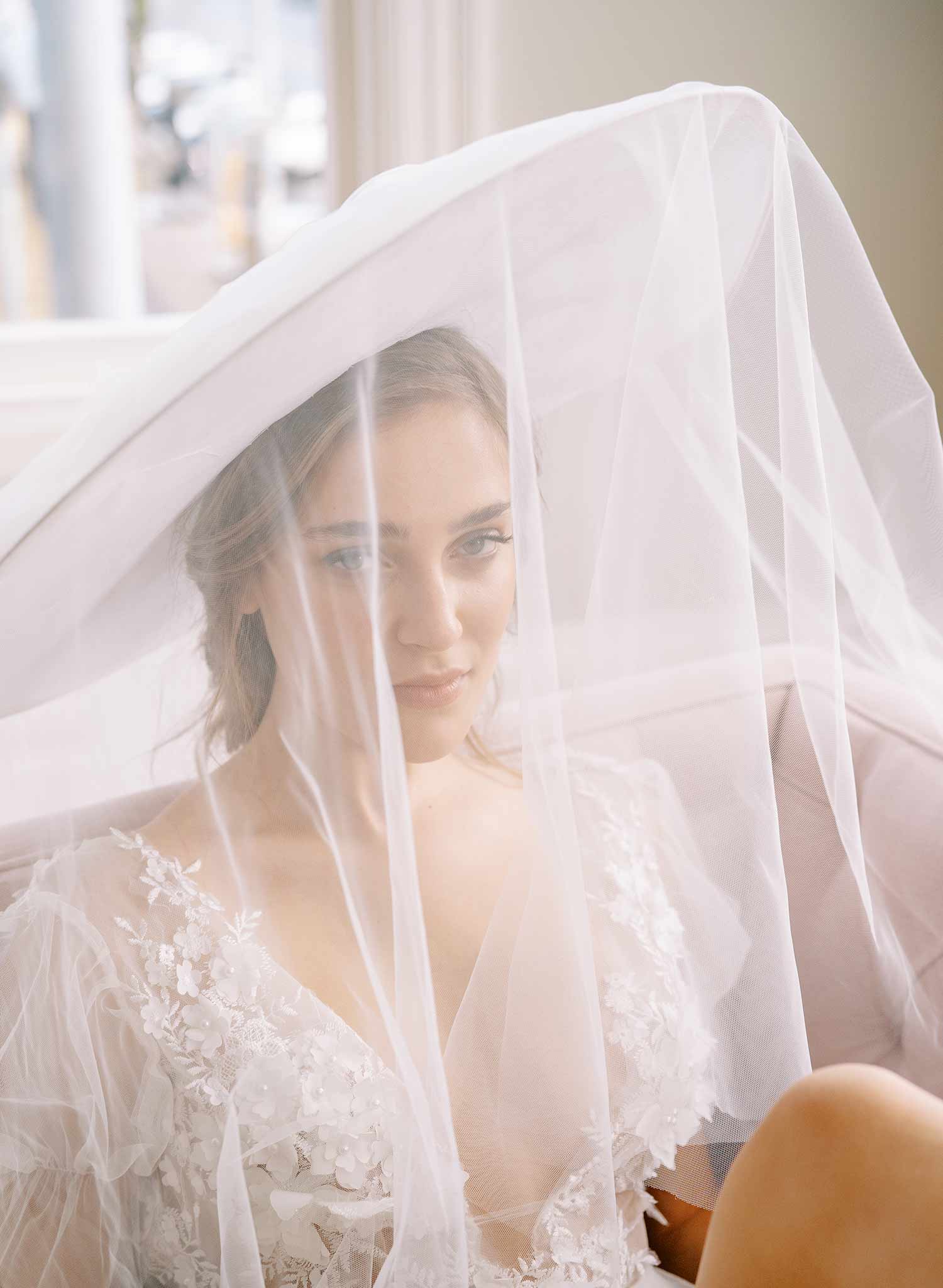 Dream Cloud Bridal Hat with Veil - Elegant Wedding Headpiece Style #2456 | Perfect for Bridal Showers, Ceremonies & Photo Shoots