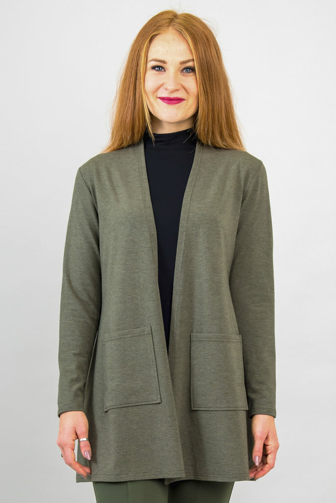 Premium Pauline Jacket - Yarn Dye Khaki Bamboo Fabric - Stylish Women's Outerwear for Fall & Winter Fashion - Perfect for Office, Travel and Casual Wear