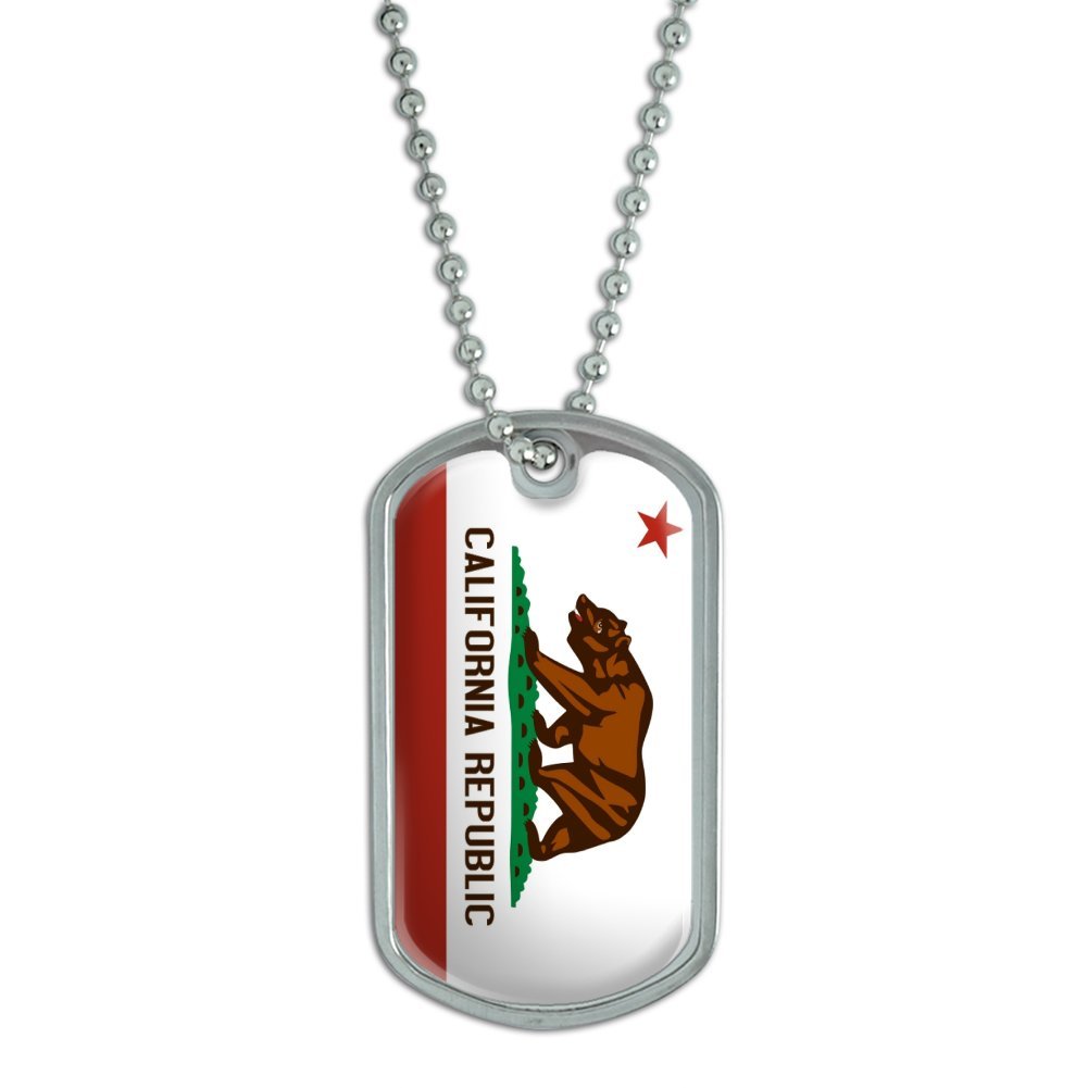 California Republic State Flag Military Dog Tag Luggage Keychain - Durable Metal Key Ring for Travel, Backpack & Suitcase - Patriotic California Pride Accessory for Men & Women