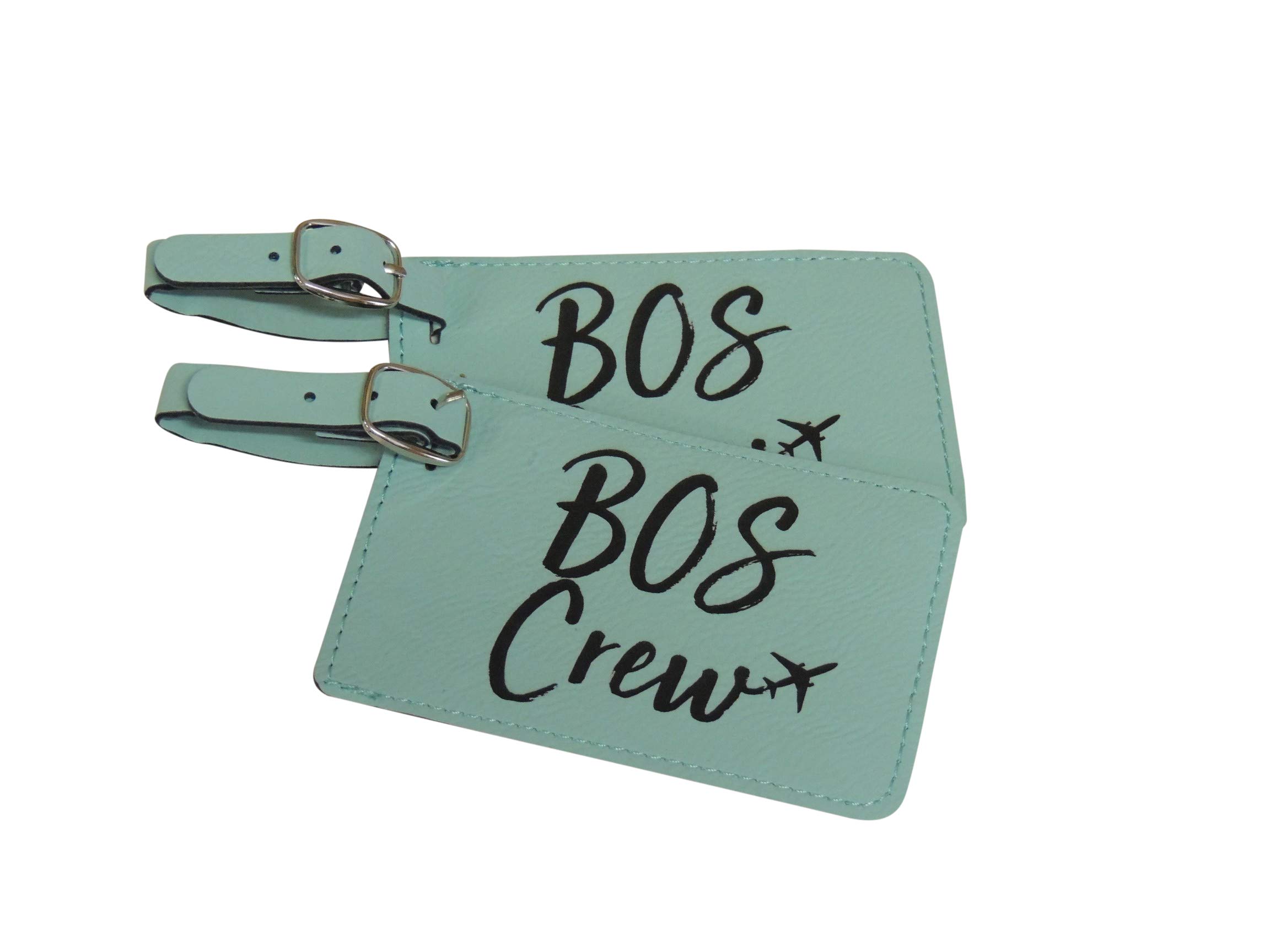 Boston Crew Base Luggage Tags - Set of 2 Teal BOS Airline Bag Tags for Suitcases & Travel Accessories | Perfect for Frequent Flyers & Vacation Trips