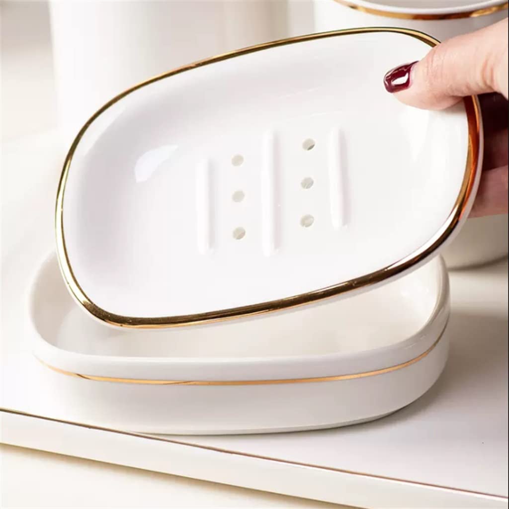 Nordic Ceramic Bathroom 5-Piece Set - Toothbrush Holder, Soap Dish, Tumbler & More for Modern Bathroom Organization | Perfect for Home, Apartment, Hotel Decor