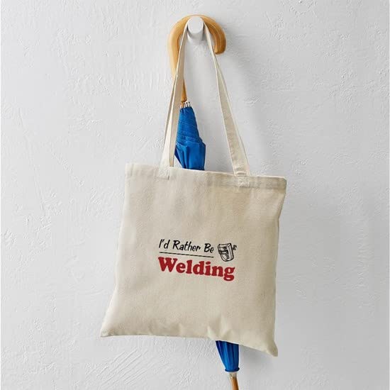 Rather Be Welding Tote Bag - Natural Canvas Reusable Shopping Bag for Groceries, Beach & Work | Durable Eco-Friendly Cotton Tote with Reinforced Handles