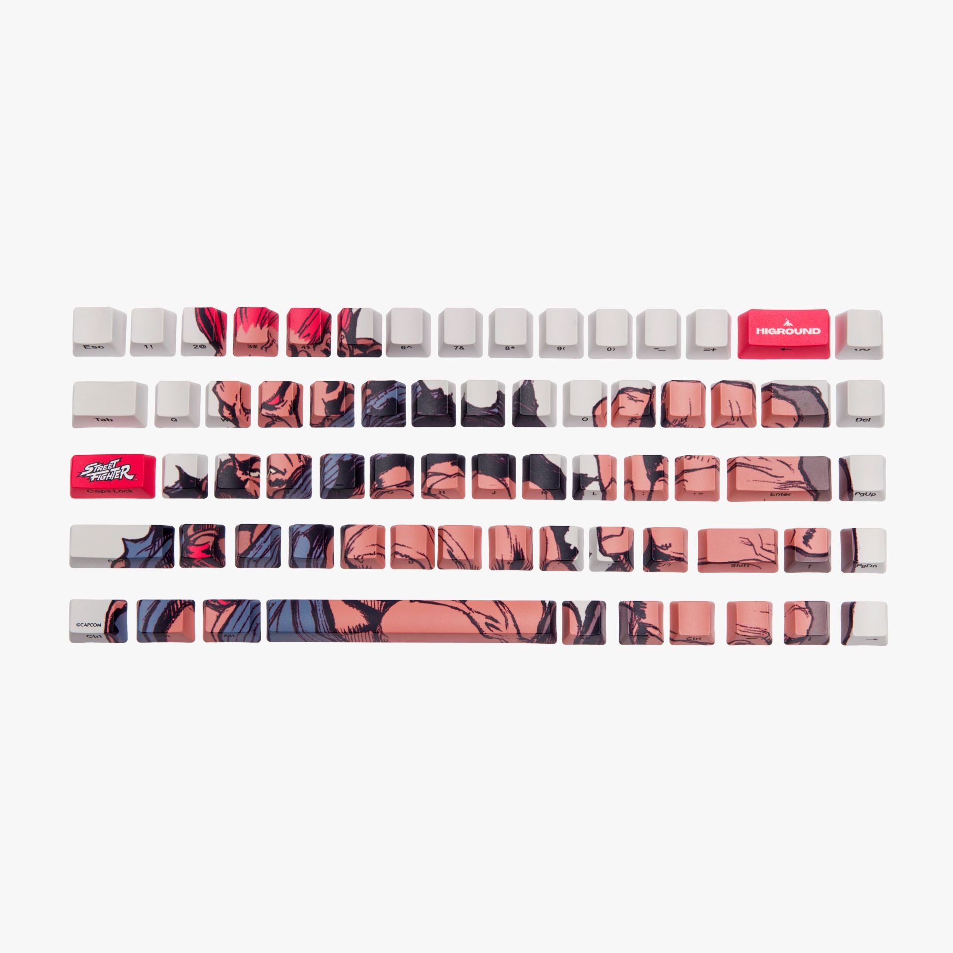 SF x HG 68 Keycap Set - Akuma Themed Mechanical Keyboard Keycaps for Gaming & Typing - Perfect for Custom Keyboards, Esports, and Office Work