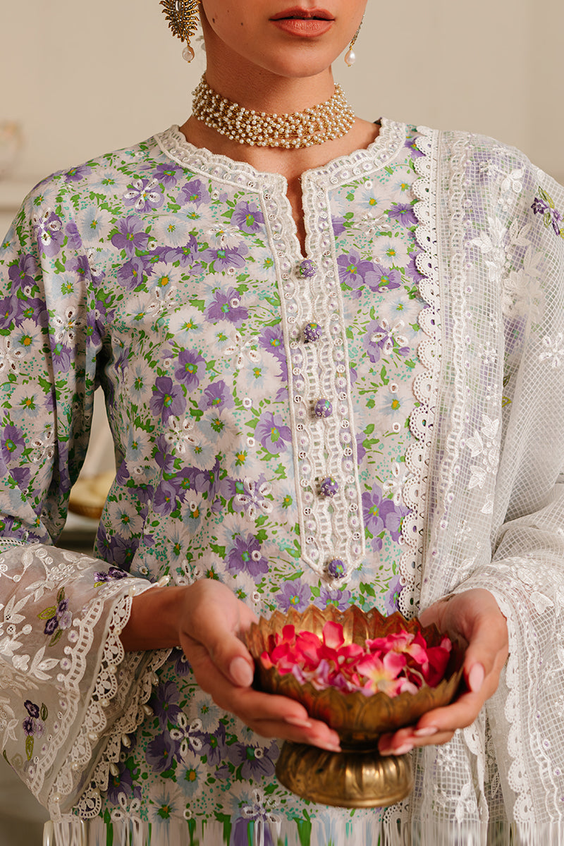 LAVENDER STRETCH 3-PIECE EMBROIDERED LAWN SUIT | Floral Summer Outfit for Women | Perfect for Weddings, Parties & Casual Wear