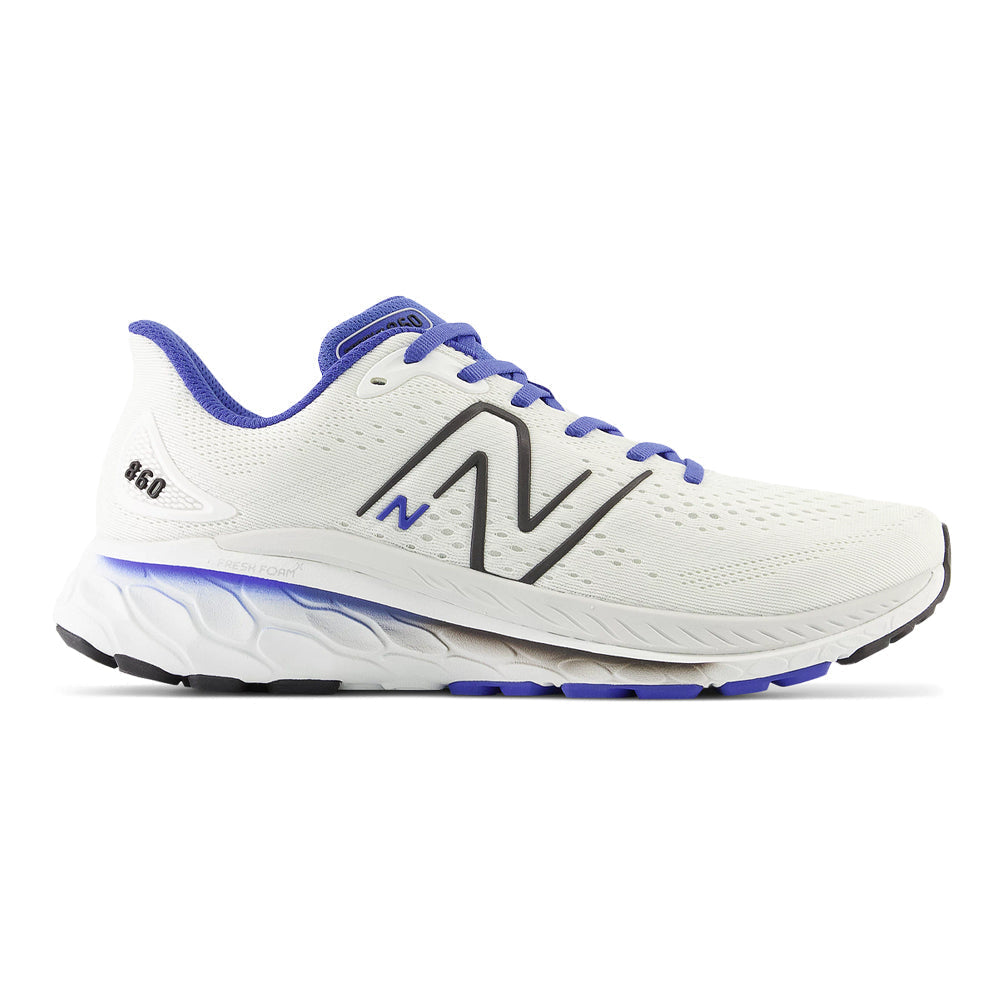 New Balance Fresh Foam X 860v13 Running Shoes for Men - White/Marine Blue - Size 9 D Medium - Cushioned Support for Road Running, Jogging & Gym Workouts