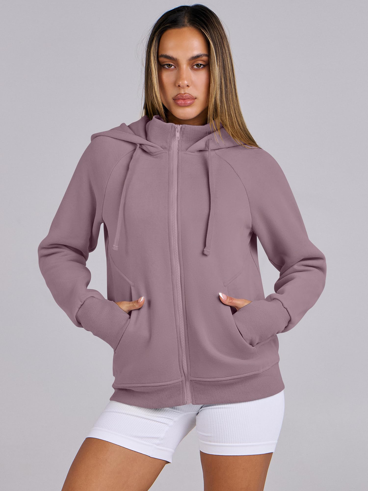 ANRABESS Women's Fleece Zip Up Hoodie with Pockets - Long Sleeve Casual Sweatshirt for Fall Fashion | Y2K Preppy Outfits | Perfect for College, Streetwear & Cozy Loungewear