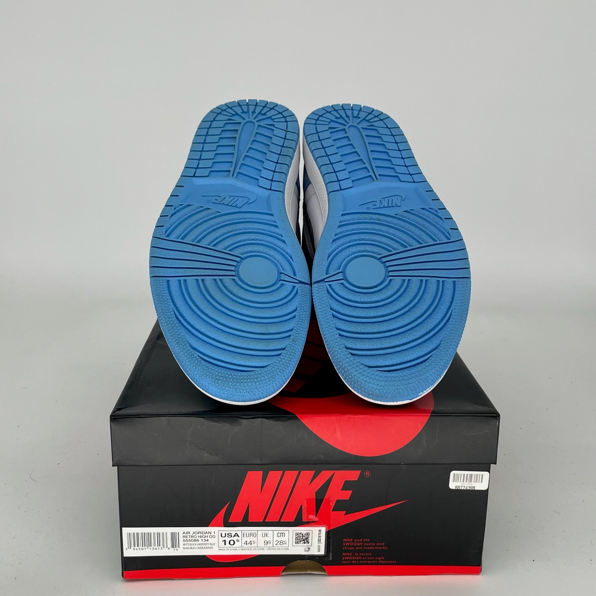 AIR JORDAN 1 UNIVERSITY BLUE MEN'S SNEAKERS SIZE 10.5 (555088-134) - Authentic Retro Basketball Shoes for Casual Wear & Street Style