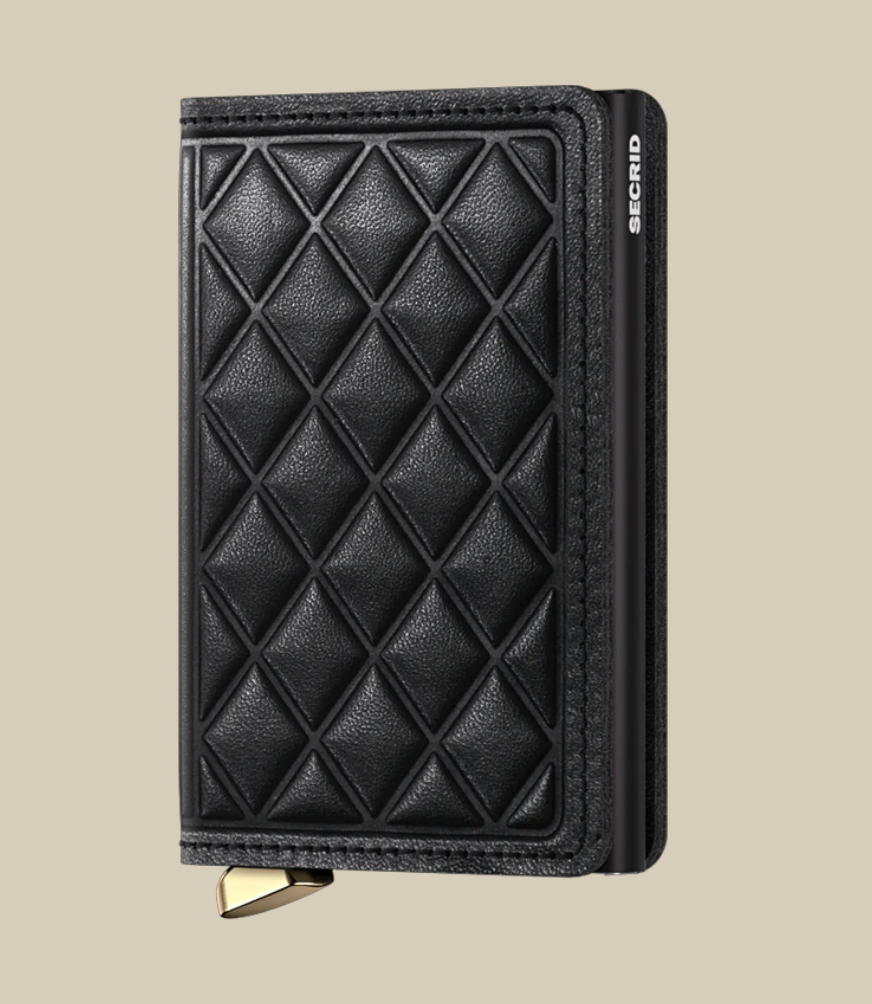 Secrid Premium Embossed Diamond Slim Wallet - RFID Blocking Minimalist Leather Card Holder for Men & Women - Perfect for Travel, Business & Everyday Use