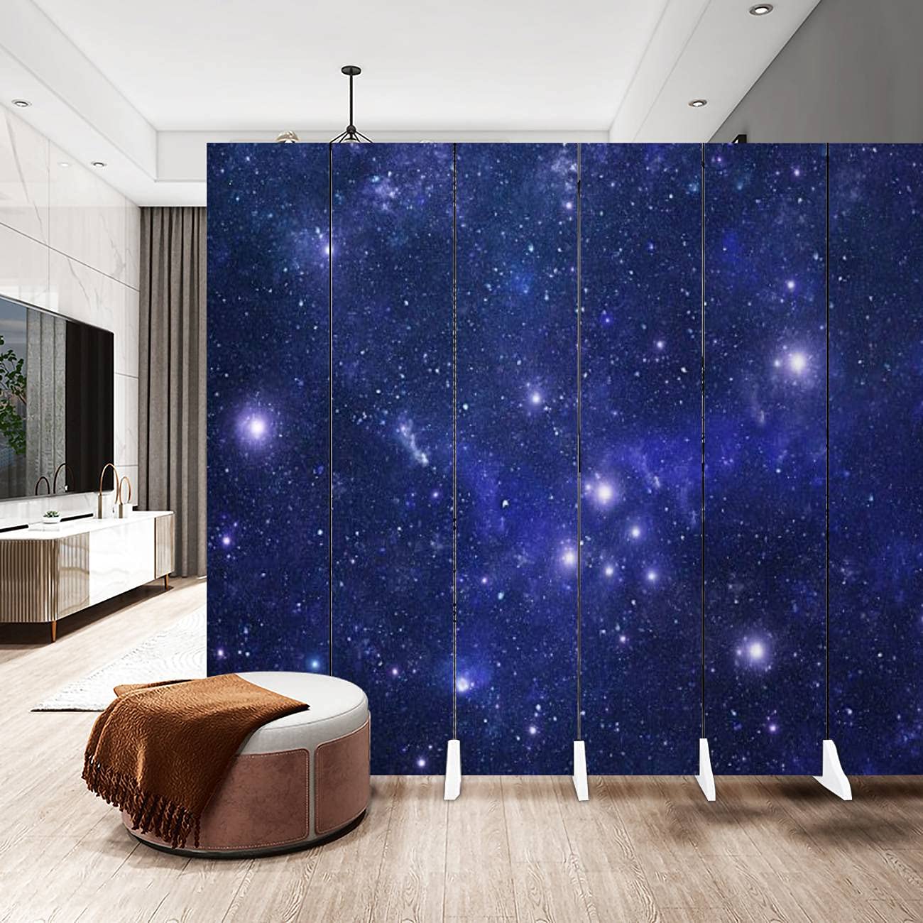 6-Panel Canvas Room Divider Screen with Taurus Zodiac Constellation Design - Foldable Privacy Partition & Wall Separator for Bedroom, Office, or Studio Spaces
