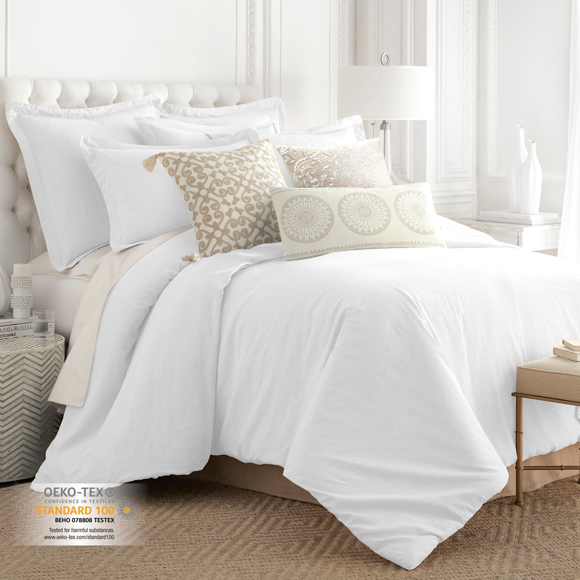 Premium Washed Linen Duvet Cover Set - Breathable & Soft 100% Natural Flax Fabric - Queen Size Bedding for Summer & All Seasons - Perfect for Cozy Bedrooms, Guest Rooms & Vacation Homes