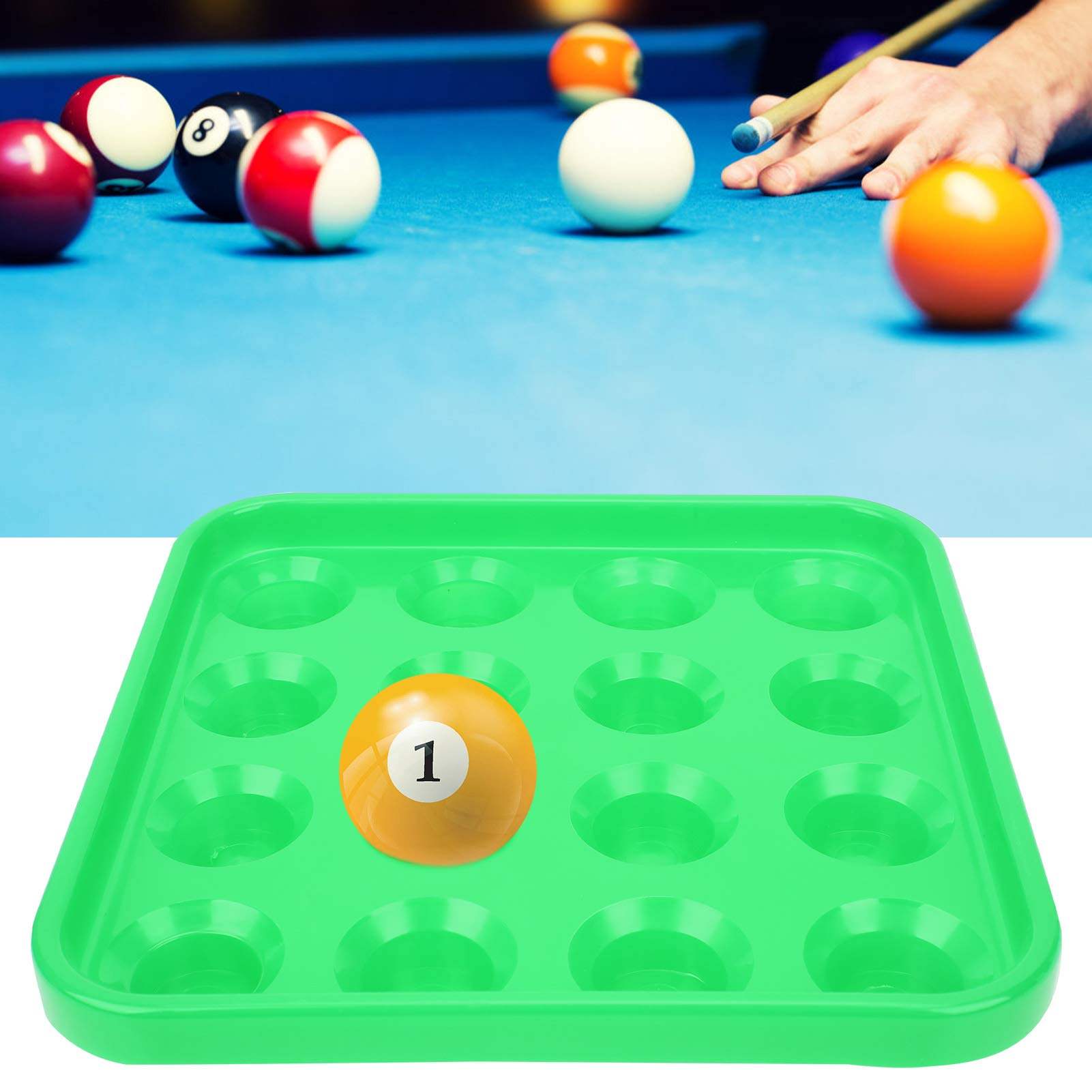 **16-Hole Plastic Billiard Ball Tray - Pool Ball Storage & Carrying Case for Billiards (Green) | Perfect for Home Game Rooms, Bars & Pool Halls**