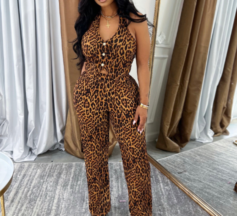 Sexy Leopard Print Bodysuit for Women - Chic One-Piece Jumpsuit for Parties, Date Nights & Club Wear