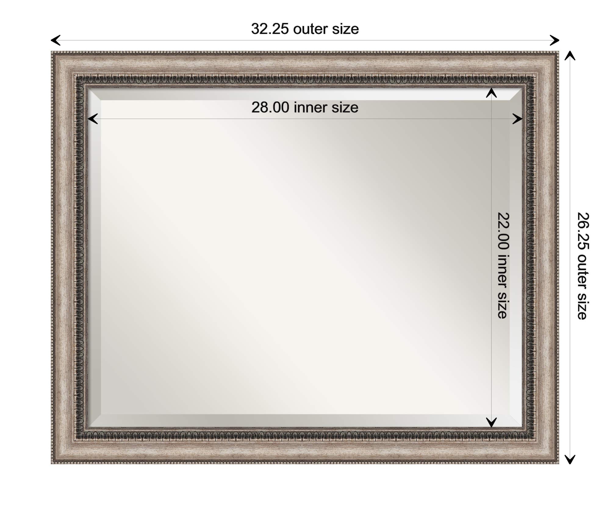 Amanti Art Framed Bathroom Vanity Mirror 28x22 Inches - Lyla Ornate Silver Design for Modern Bathroom Decor | Perfect for Makeup, Shaving & Home Vanity
