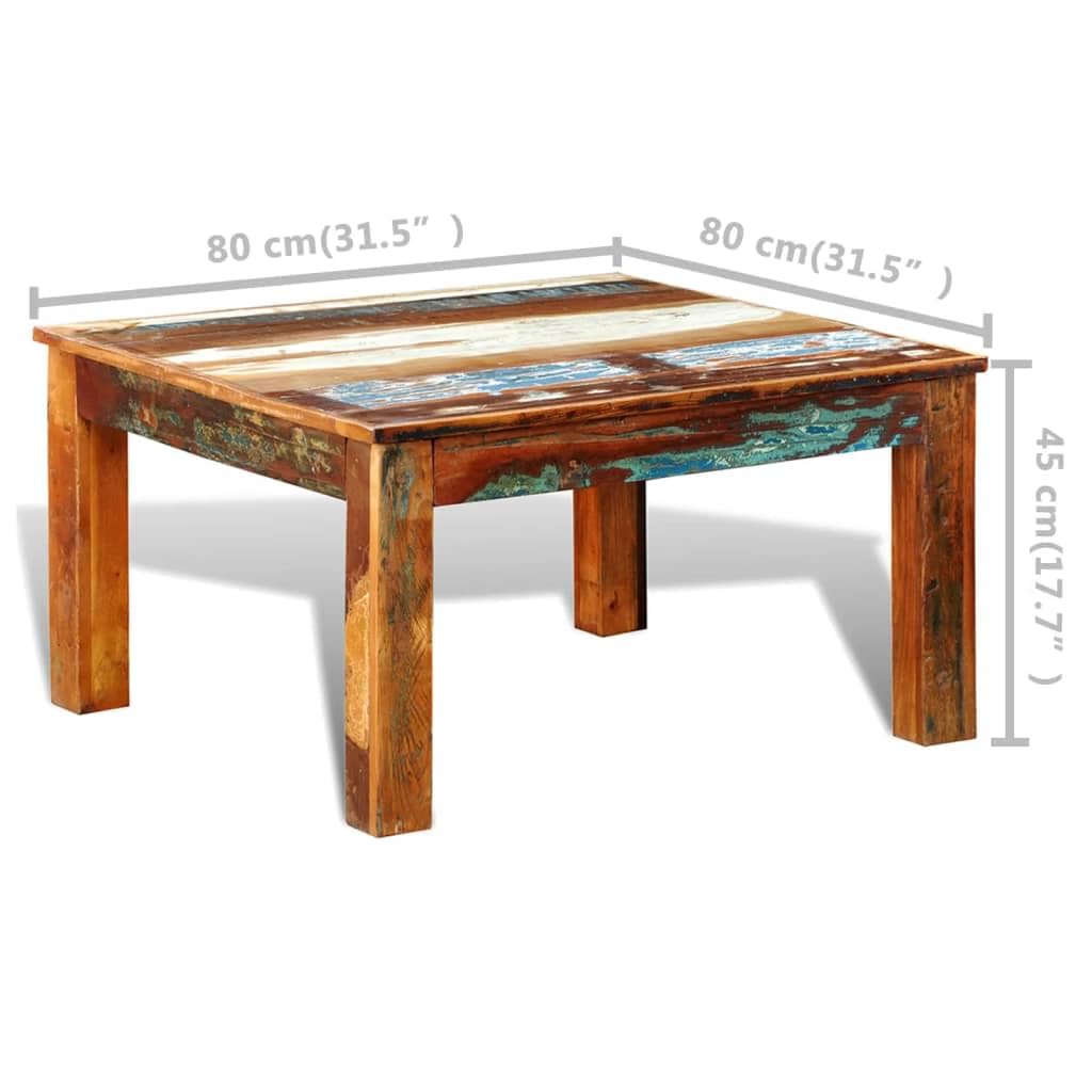 vidaXL Solid Wood Square Coffee Table - Reclaimed Wood, Hand-Painted Antique Finish - Farmhouse & Retro Home Decor - Perfect for Living Room, Lounge, or Rustic Cabin