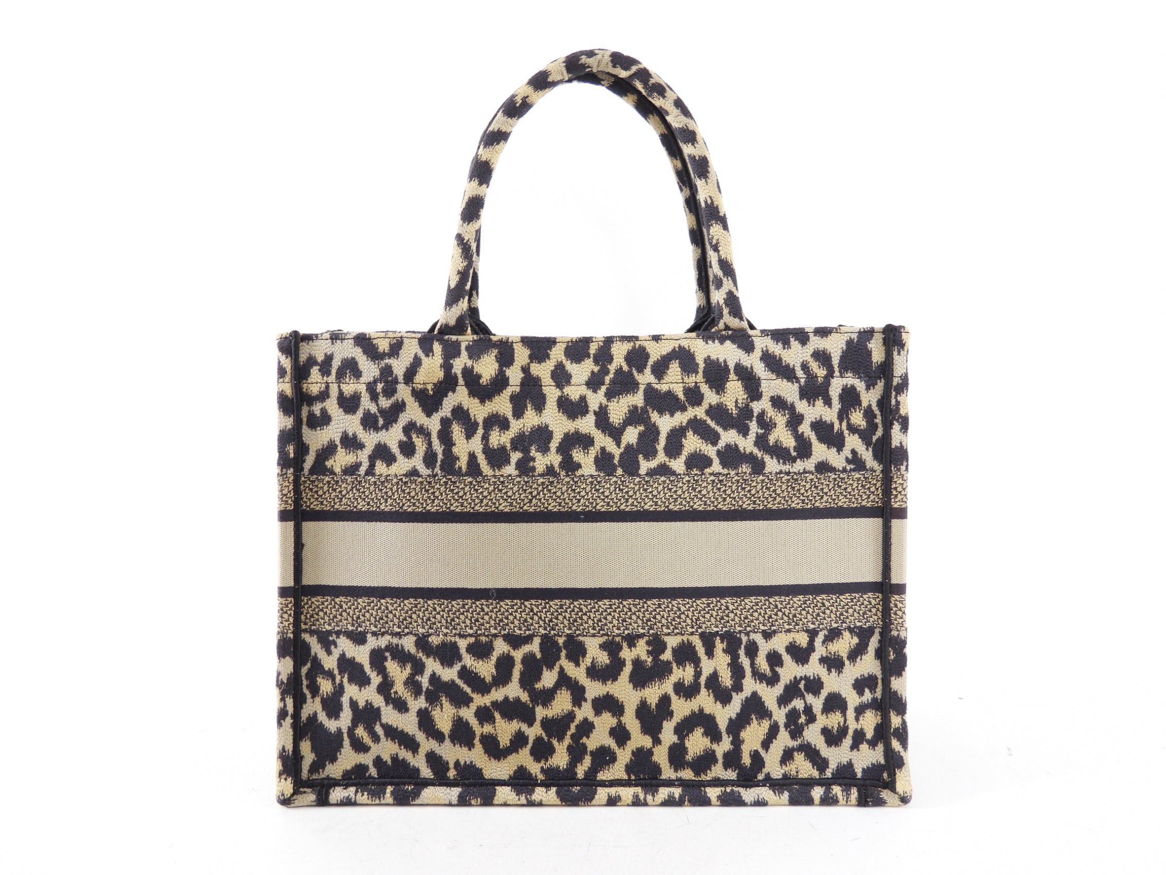 Christian Dior Medium Leopard Print Canvas Book Tote Bag - Stylish Designer Handbag for Women, Work, Travel & Everyday Use