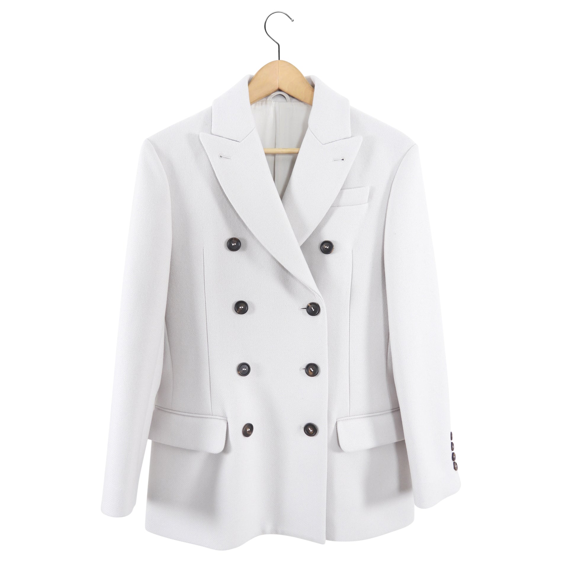Brunello Cucinelli Light Grey Short Coat Jacket for Women | Size IT38 / US 2-4 | Elegant Outerwear for Work, Travel & Casual Outings