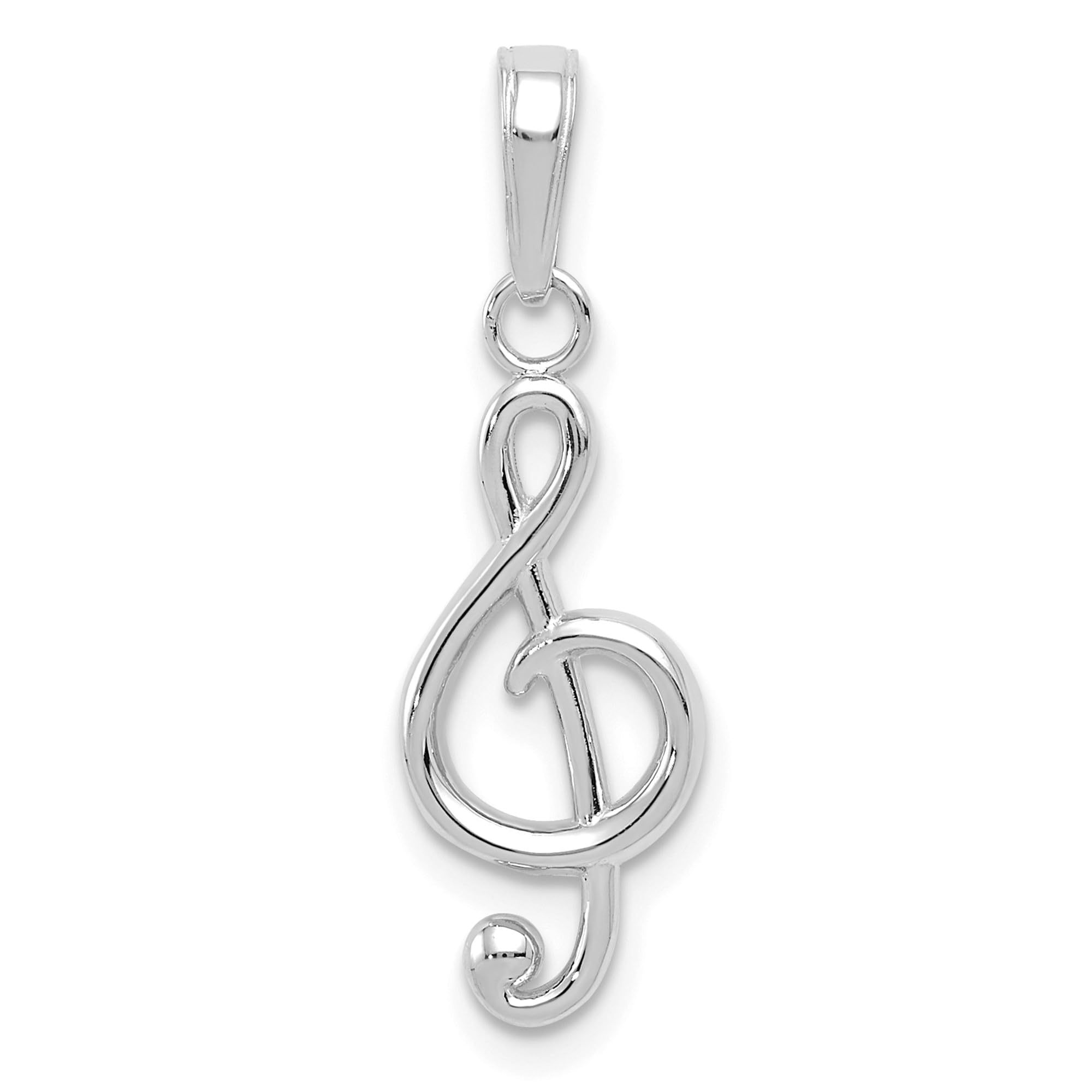 14K Solid White Gold Treble Clef Music Note Necklace - Elegant Musical Jewelry Gift for Musicians & Music Lovers - Perfect for Concerts, Performances & Special Occasions