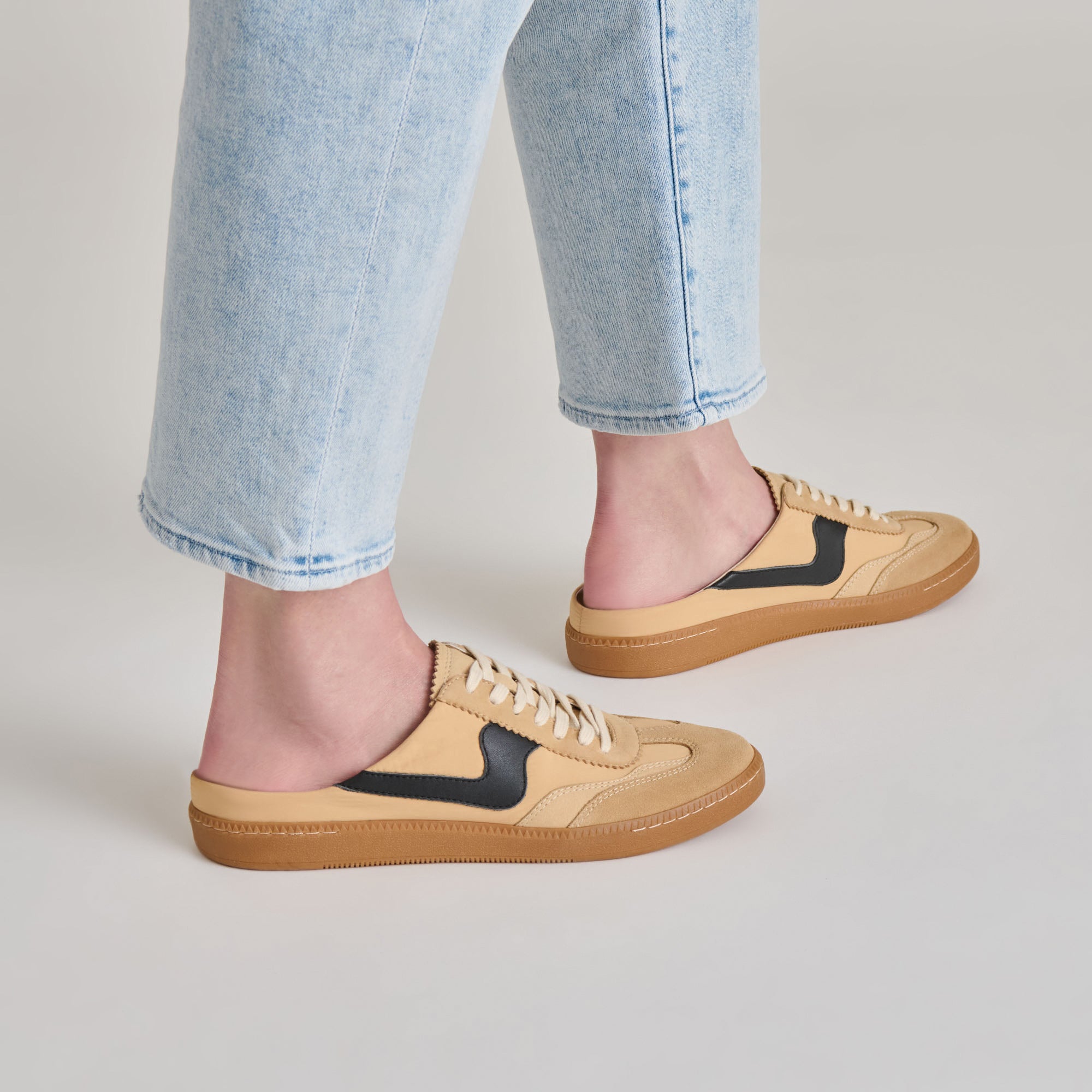 Notice Slide Sneakers in Tan Multi Suede - Comfortable Slip-On Shoes for Casual Wear, Walking & Everyday Outfits