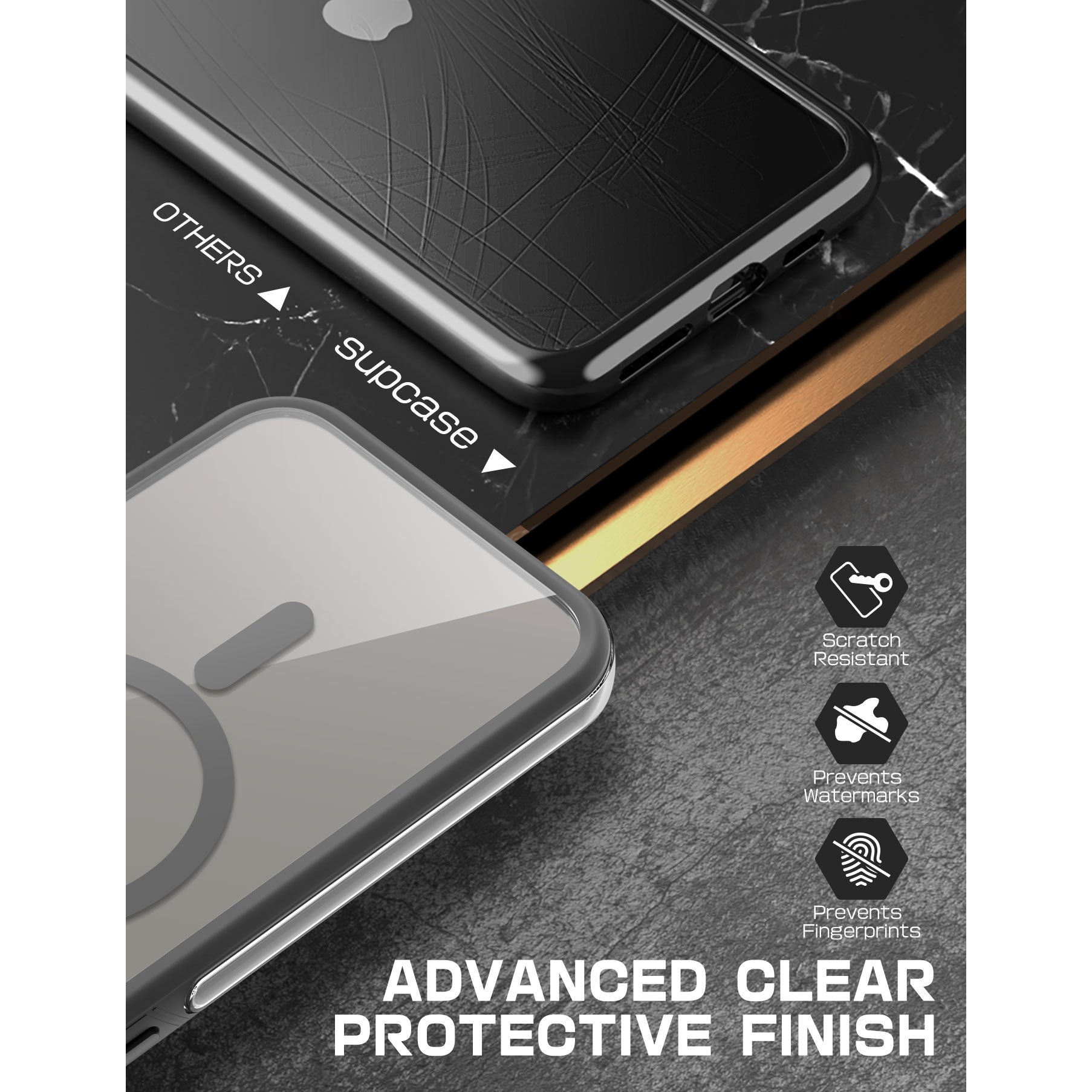 iPhone 15 Pro Max 6.7 Inch Unicorn Beetle AIR MAG Case with Built-in Screen Protector - Slim Clear Protective Cover (Open Box, Gray) - Perfect for Daily Use, Travel & Outdoor Activities