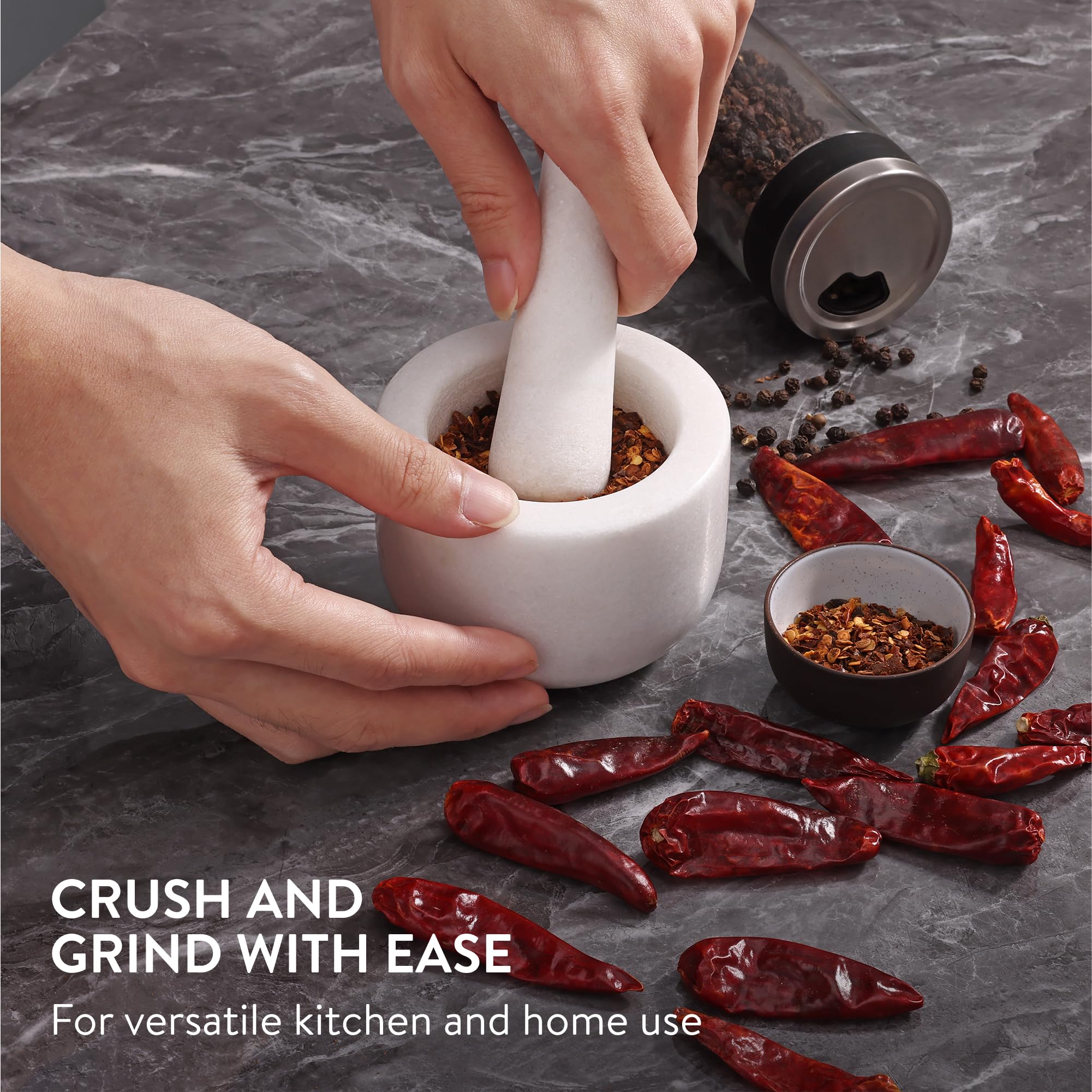Premium White Marble Mortar and Pestle Set - 3.3