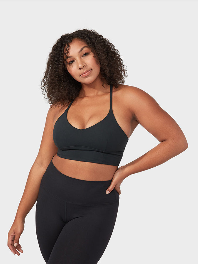 Manduka Essence Women's High-Performance Sports Bra - Breathable & Supportive Workout Top for Yoga, Running & Gym - Black