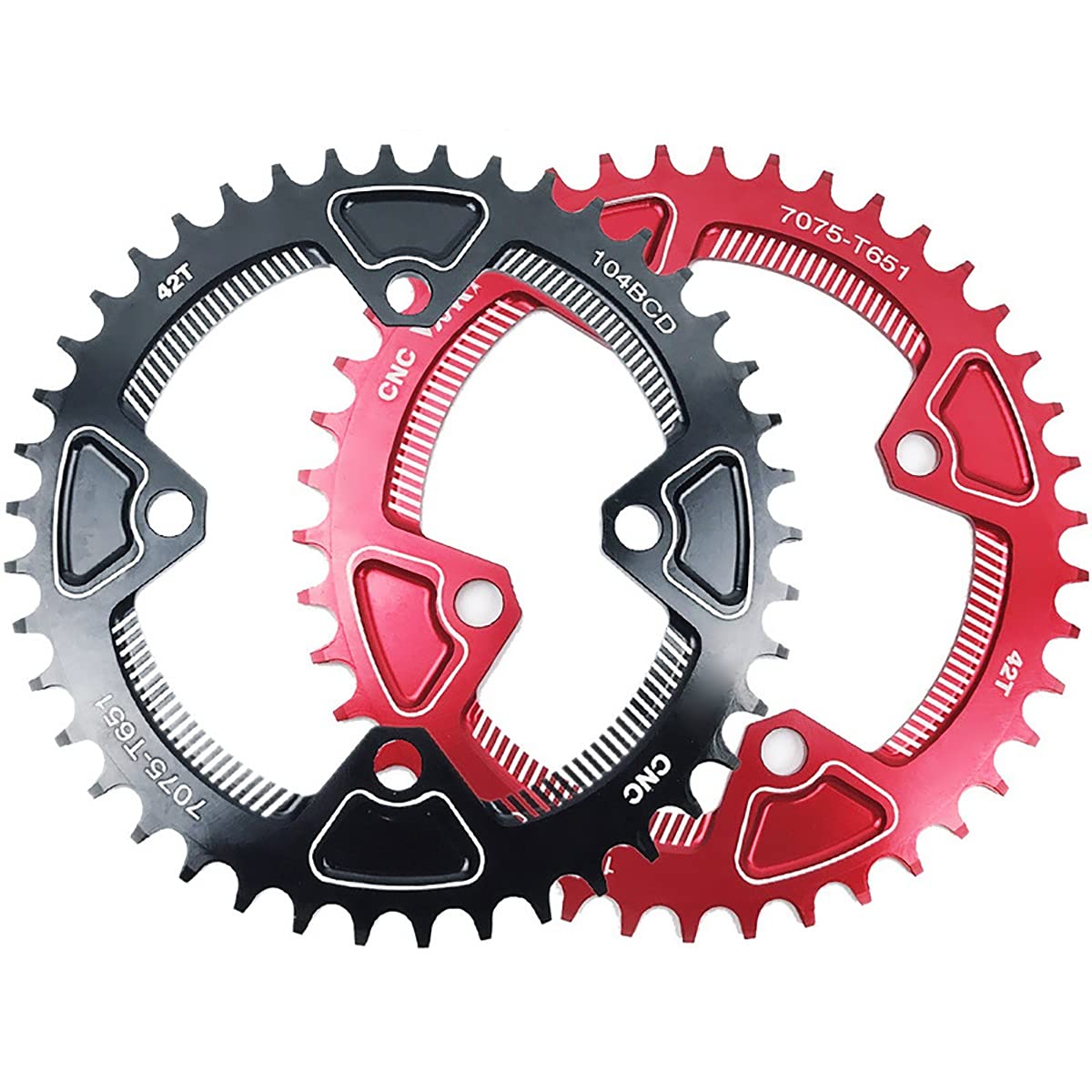 HttKse Aluminum Alloy Single Speed Bicycle Chainring - 104mm BCD, 40T/42T Round Chain Ring for Road & Fixie Bikes - Durable Cycling Gear (Red, 40T) - Perfect for Commuting, Urban Riding & Bike Upgrades