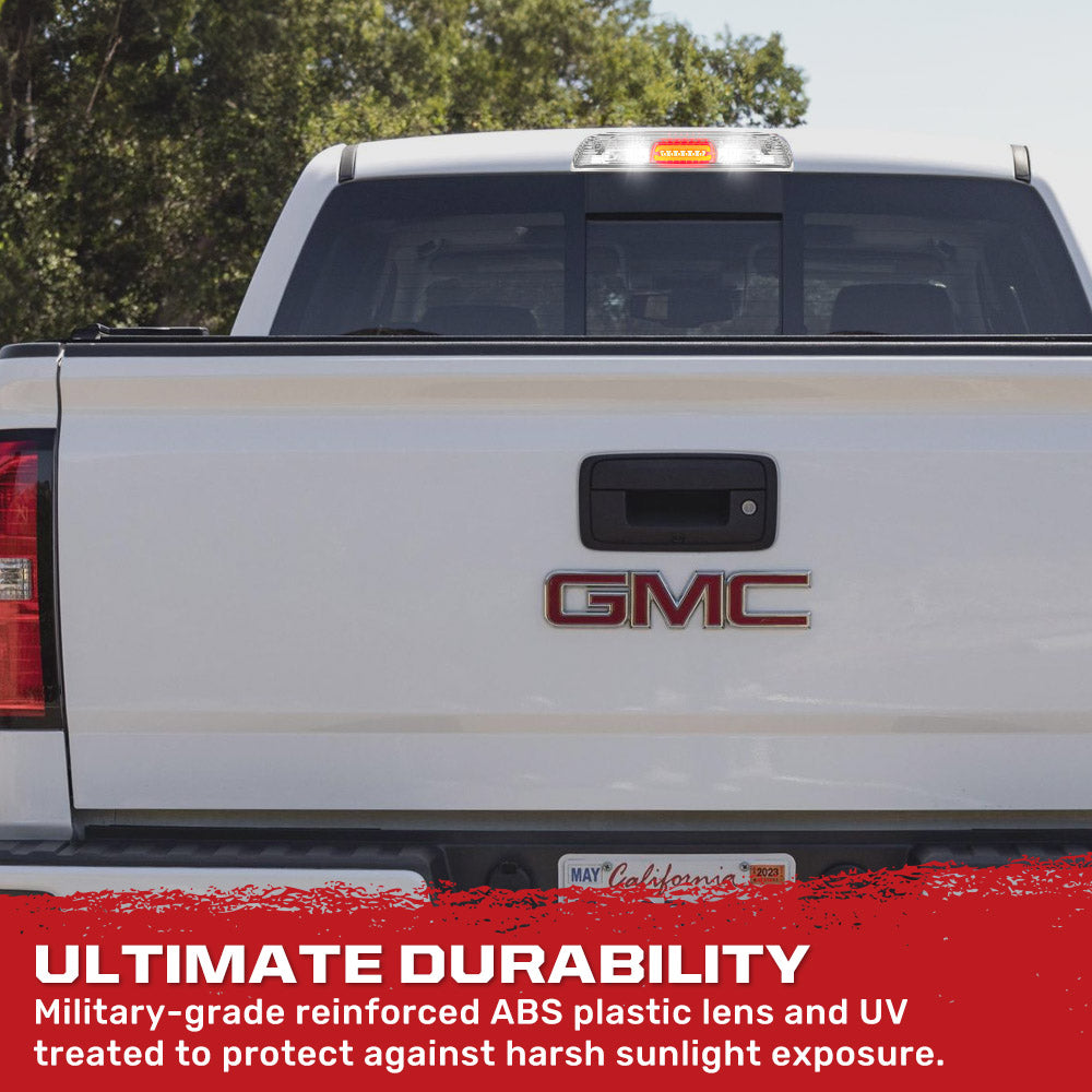 High Power Red LED 3rd Brake Light Kit with CREE XML White LED Cargo Lights for 2014-2018 GMC Sierra & Chevy Silverado 1500 (3rd Gen) - Clear Lens - Enhanced Visibility & Safety for Night Driving & Truck Bed Lighting
