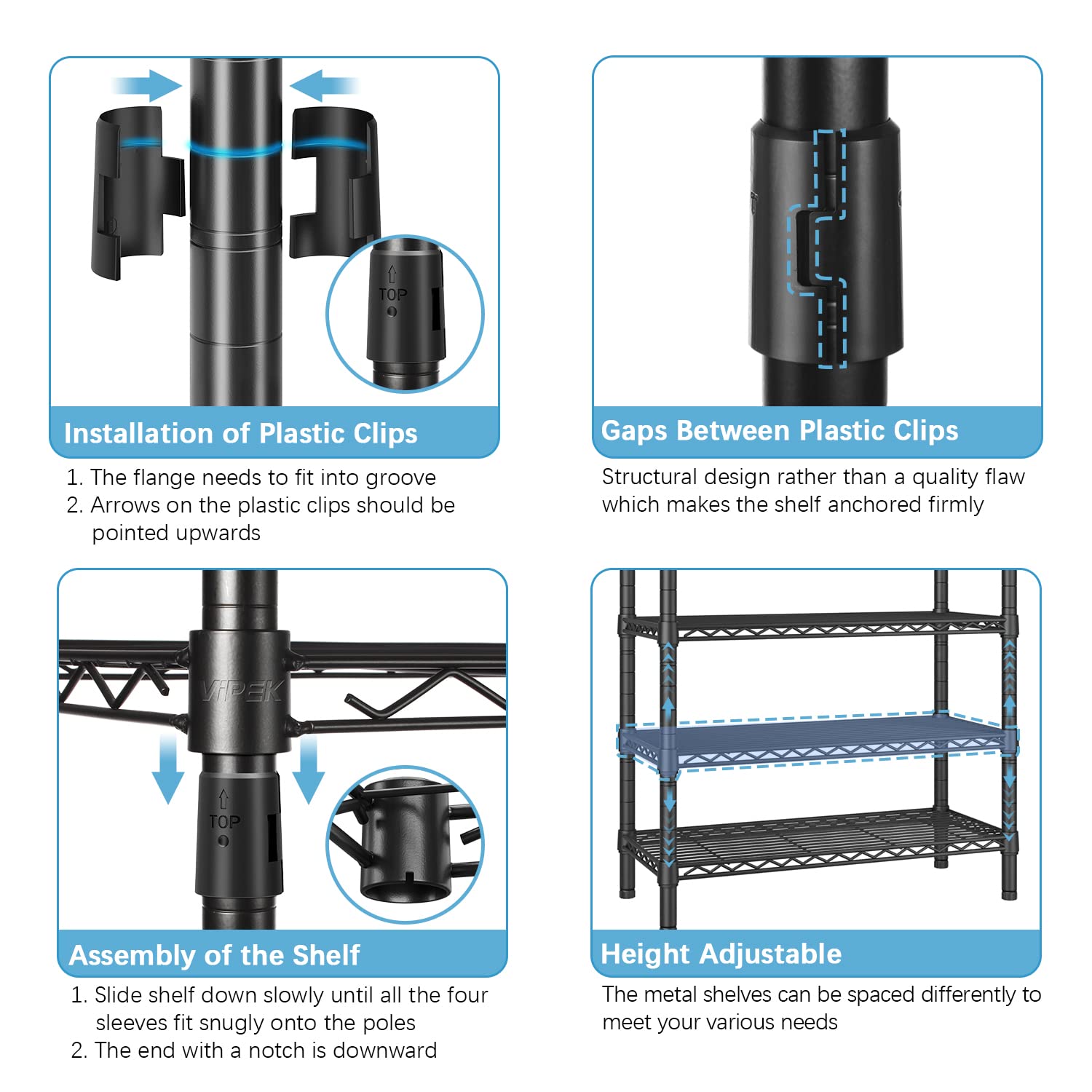 VIPEK V4S Heavy Duty Garment Rack - Adjustable Shelves & 2 Side Hooks, 810lbs Capacity Portable Closet Storage System for Hanging Clothes, Black | Perfect for Home Organization, Laundry Room, Closet Storage & Commercial Use