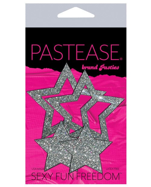 Pastease Premium Glitter Peek a Boob Stars Silver One Size - Sparkling Body Jewelry for Festival, Cosplay & Night Out